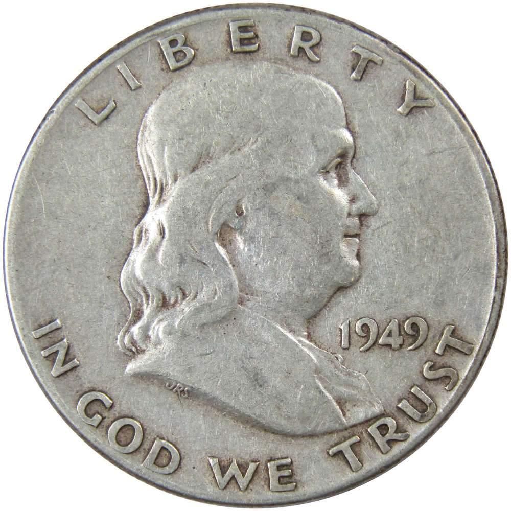 1949 Franklin Half Dollar F Fine 90% Silver 50c US Coin Collectible