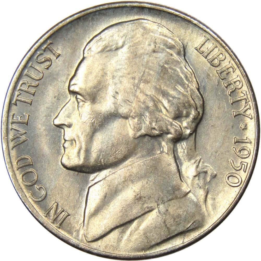 1950 D Jefferson Nickel 5 Cent Piece BU Uncirculated Mint State 5c US Coin