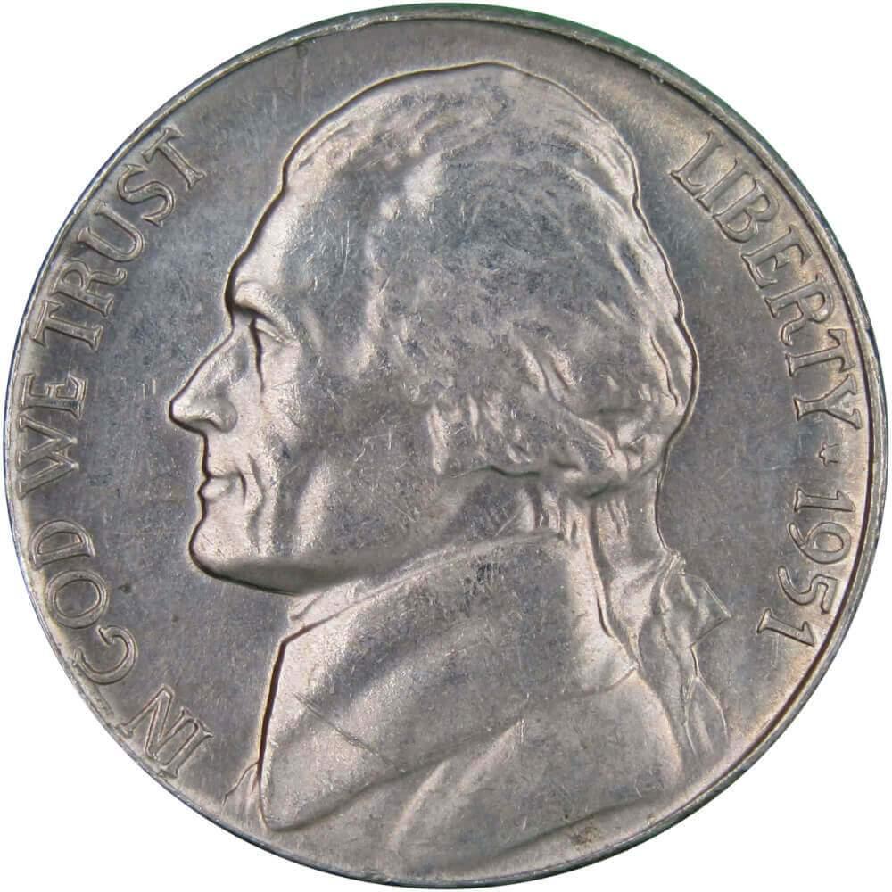 1951 Jefferson Nickel 5 Cent Piece BU Uncirculated Mint State 5c US Coin
