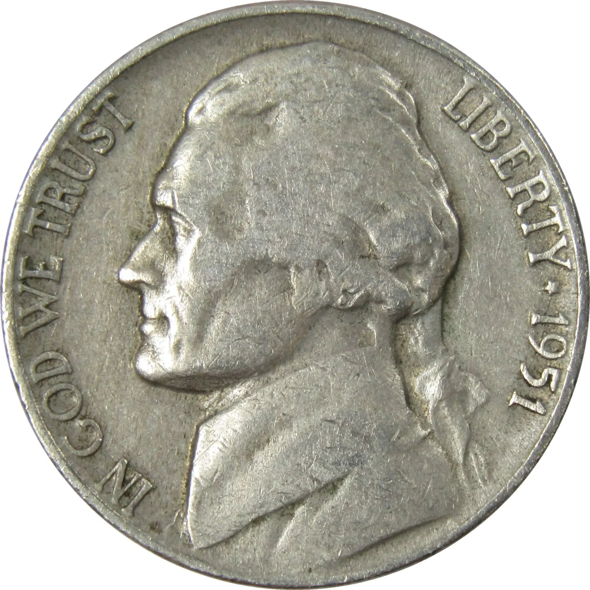 1951 Jefferson Nickel 5 Cent Piece AG About Good 5c US Coin Collectible