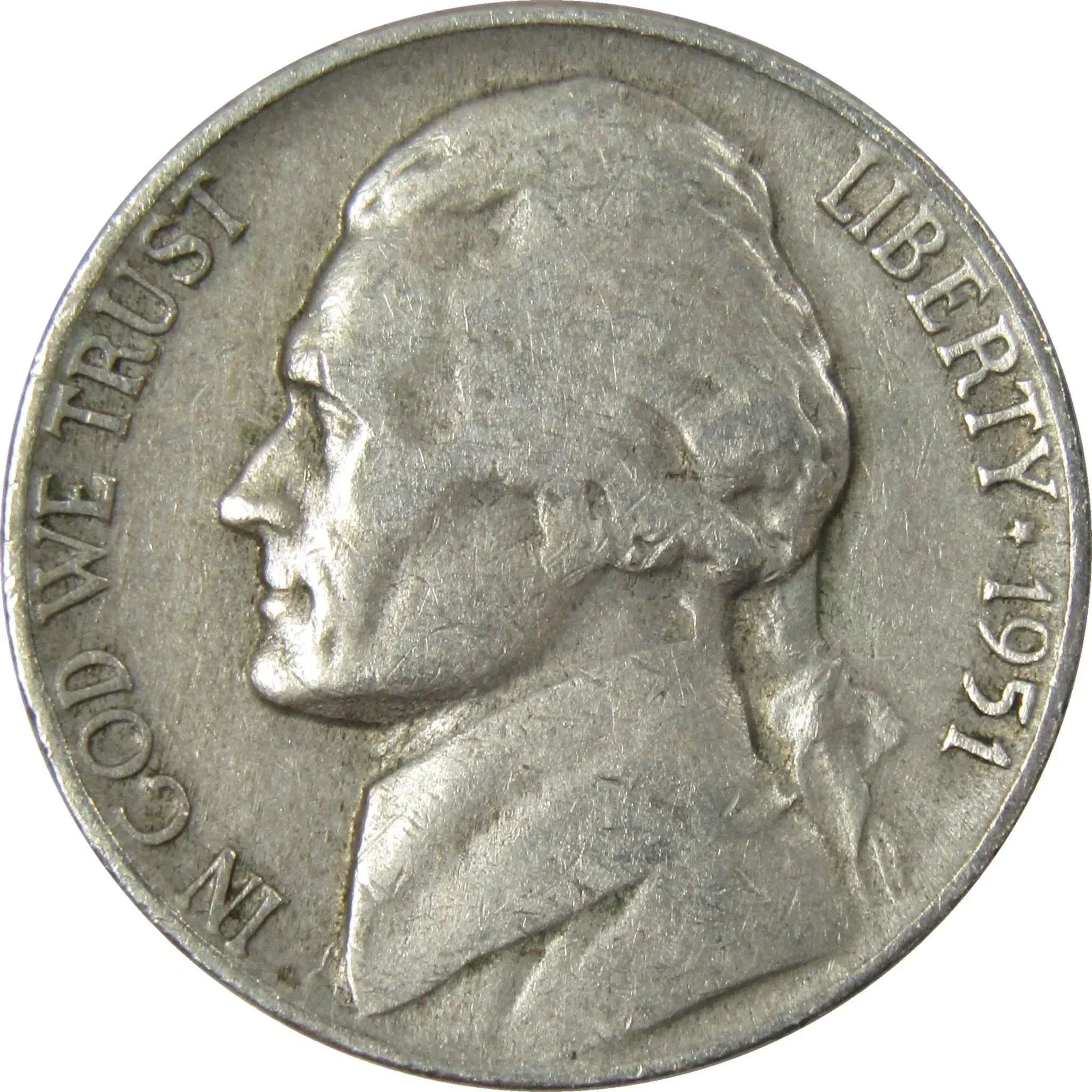1951 Jefferson Nickel 5 Cent Piece AG About Good 5c US Coin Collectible