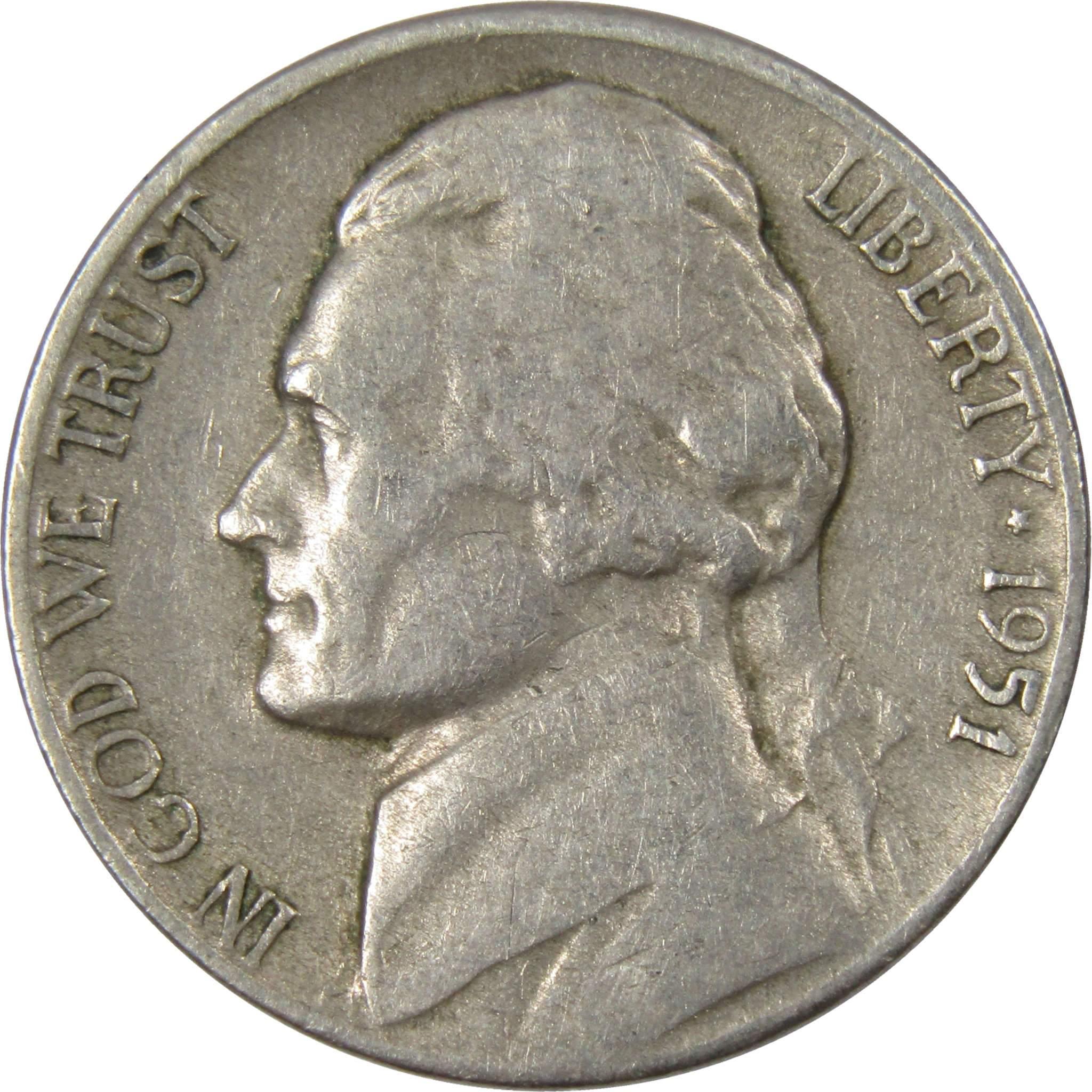 1951 D Jefferson Nickel 5 Cent Piece AG About Good 5c US Coin Collectible