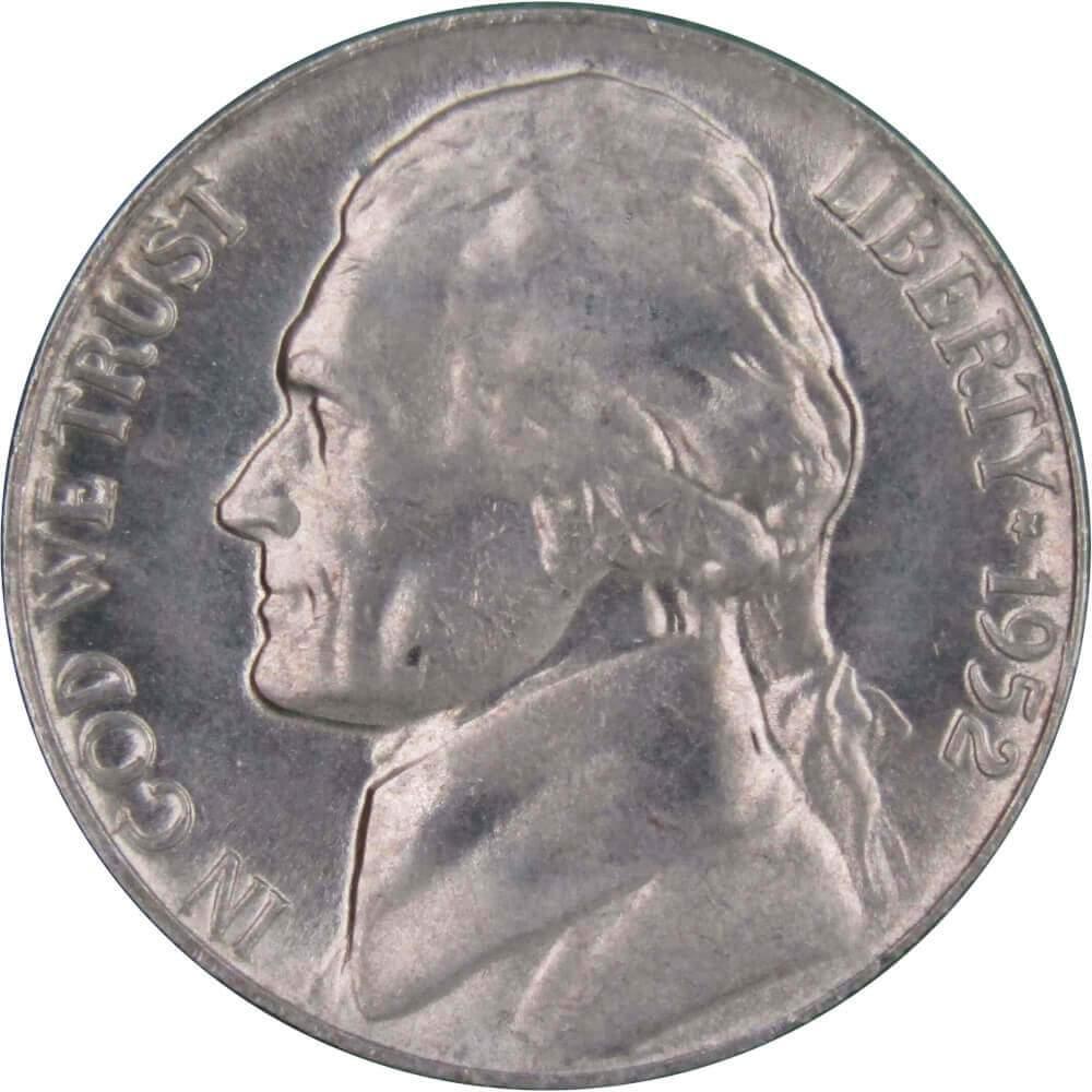 1952 Jefferson Nickel 5 Cent Piece BU Uncirculated Mint State 5c US Coin