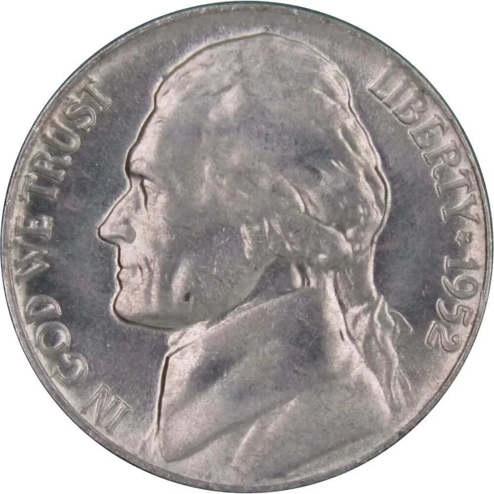 1952 Jefferson Nickel 5 Cent Piece BU Uncirculated Mint State 5c US Coin