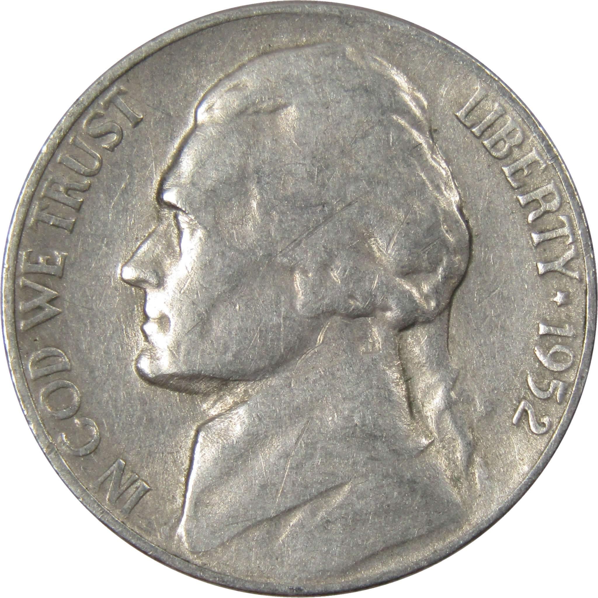 1952 S Jefferson Nickel 5 Cent Piece AG About Good 5c US Coin Collectible