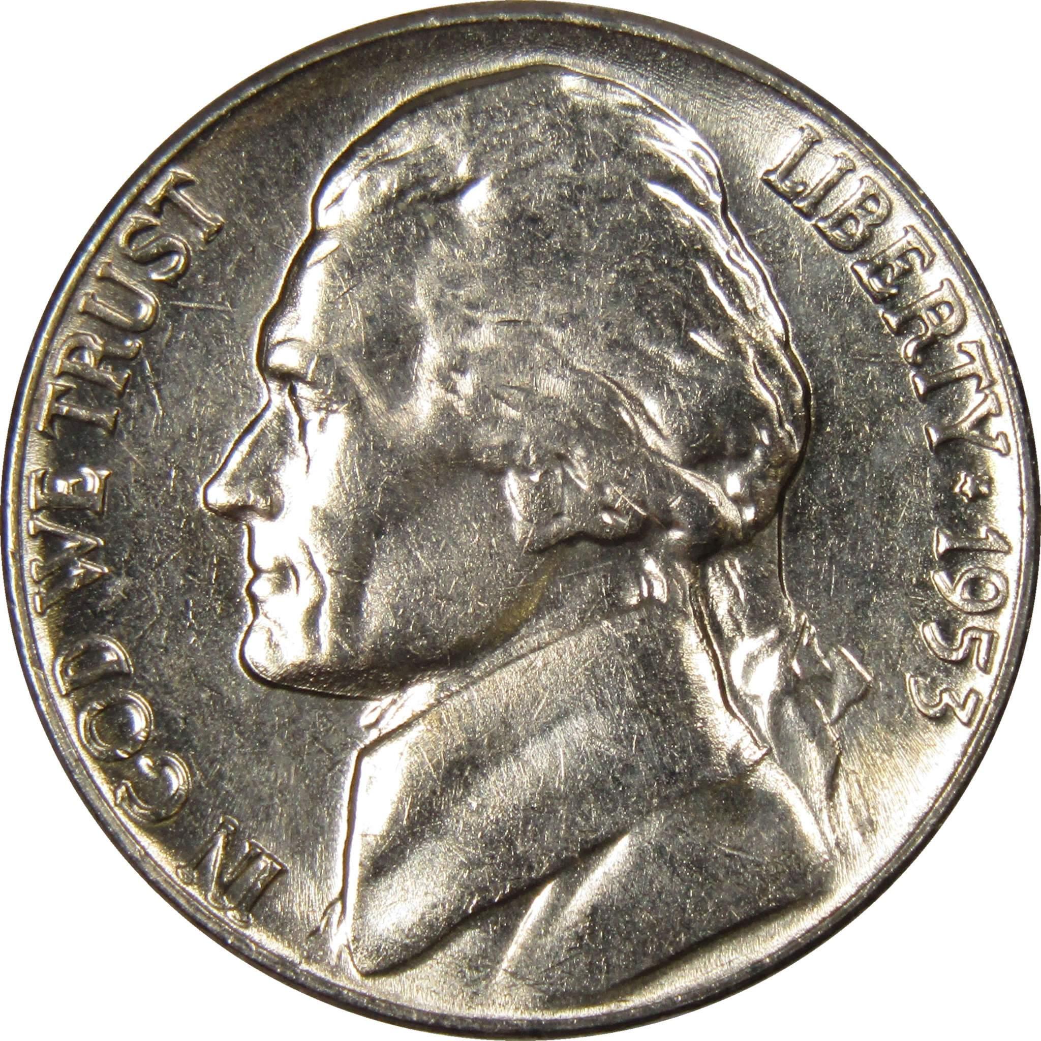 1953 D Jefferson Nickel 5 Cent Piece BU Uncirculated Mint State 5c US Coin