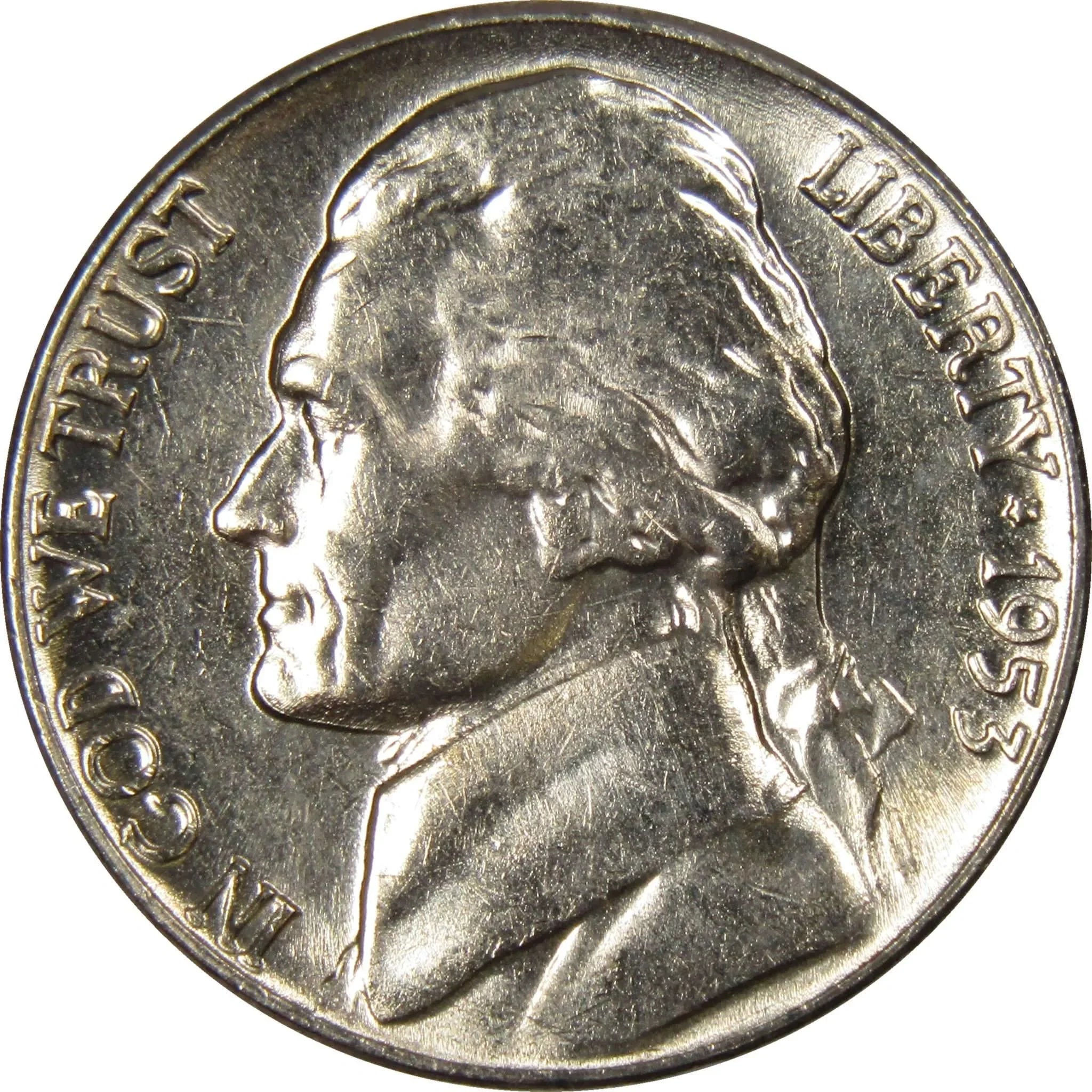 1953 D Jefferson Nickel 5 Cent Piece BU Uncirculated Mint State 5c US Coin