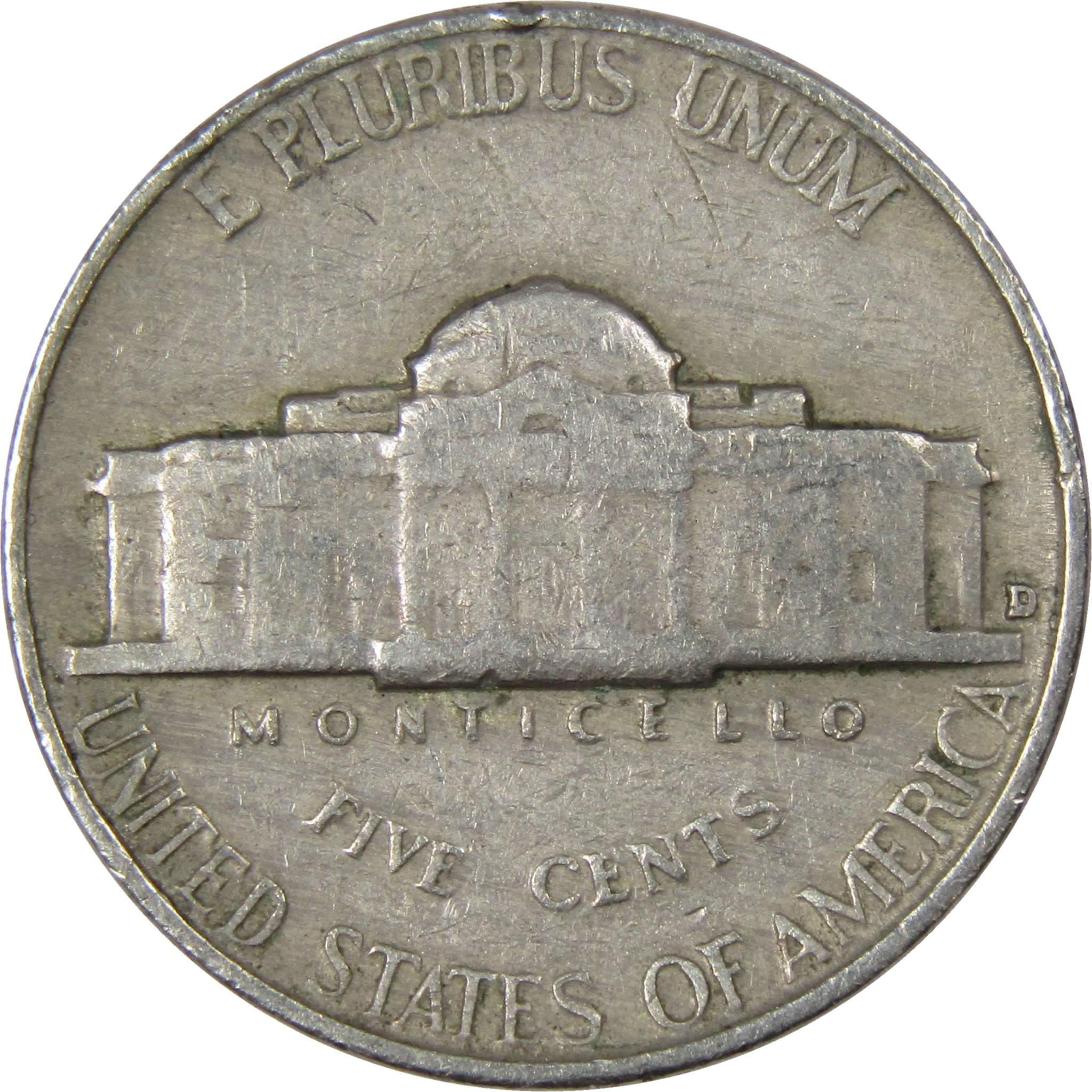 1953 D Jefferson Nickel 5 Cent Piece AG About Good 5c US Coin Collectible