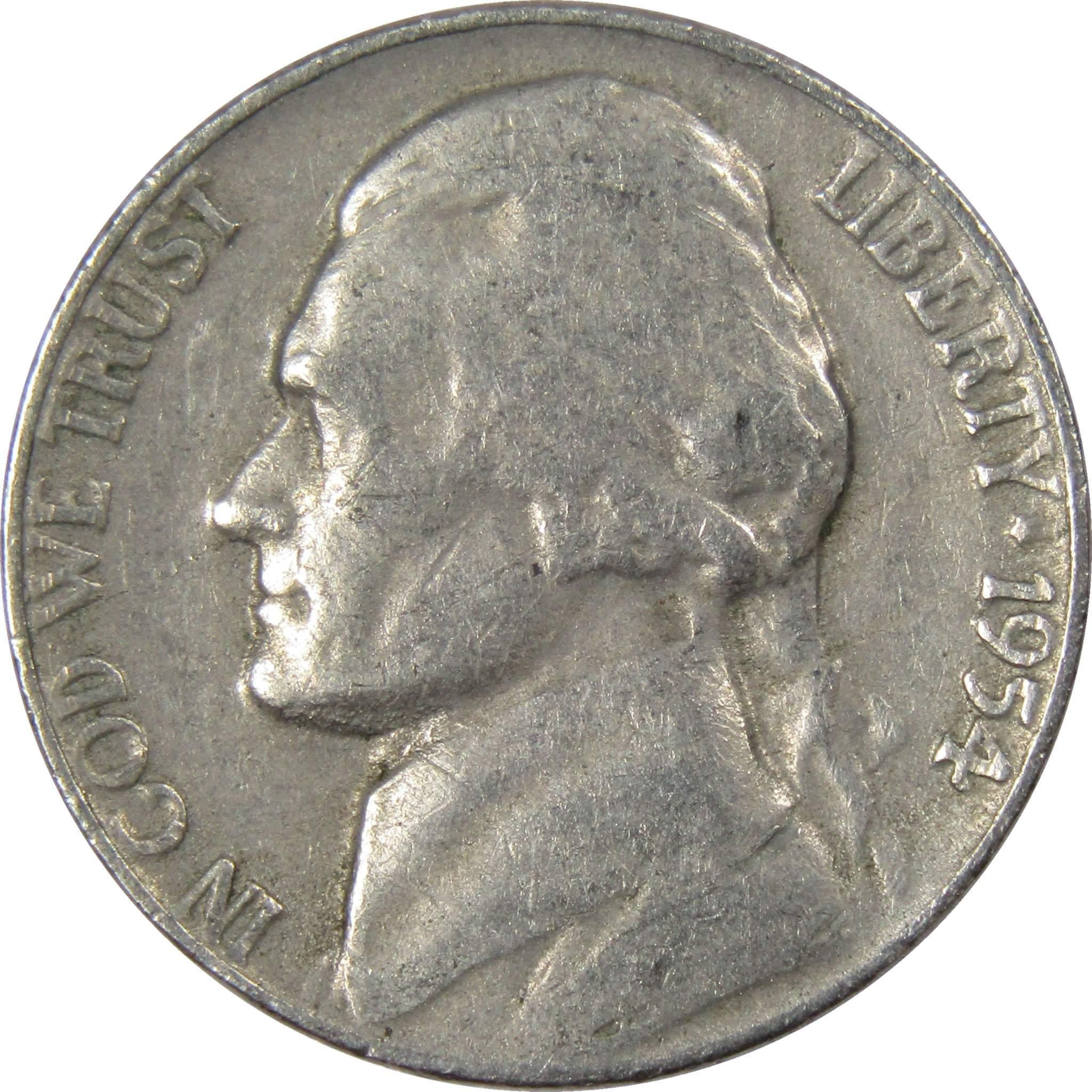 1954 Jefferson Nickel 5 Cent Piece AG About Good 5c US Coin