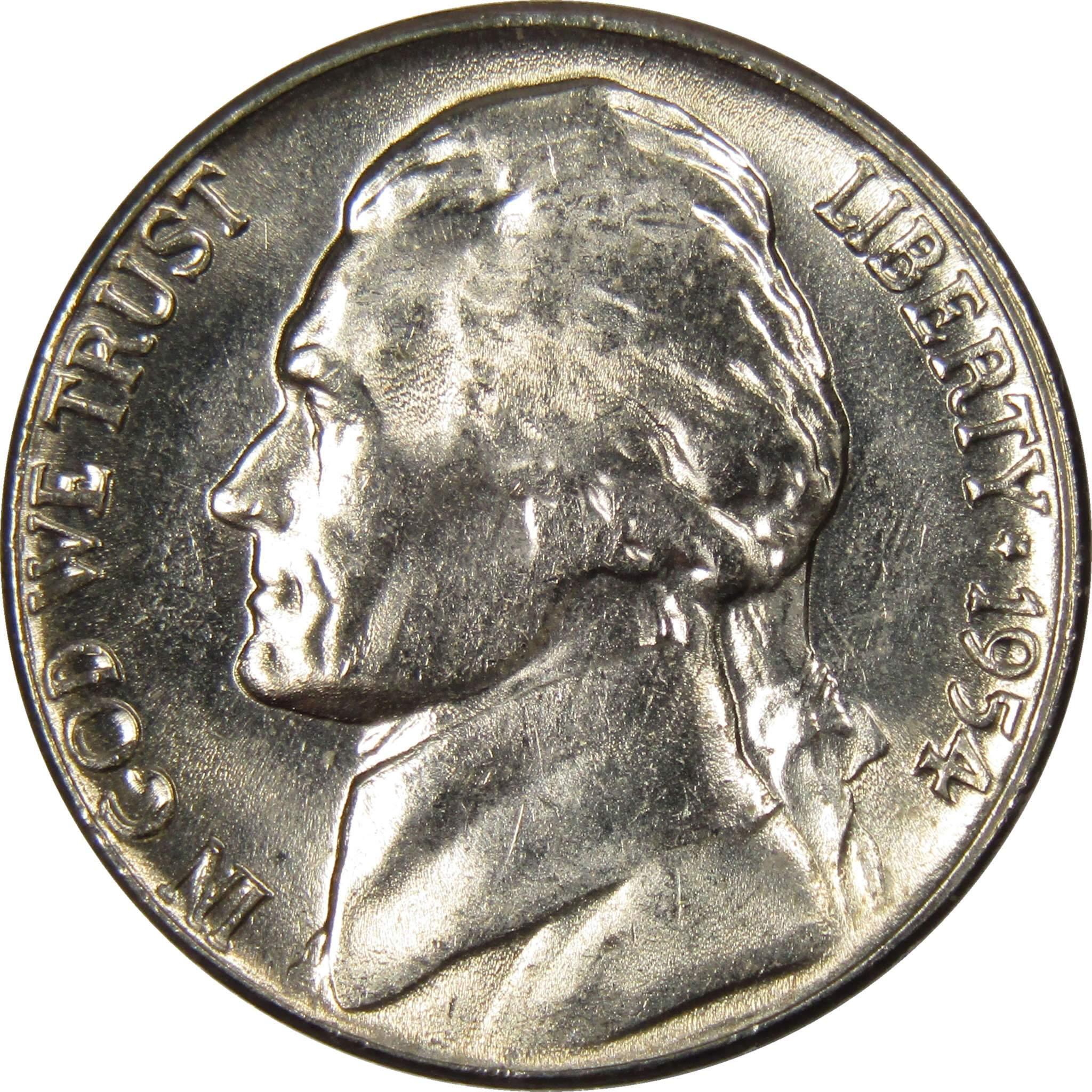 1954 D Jefferson Nickel 5 Cent Piece BU Uncirculated Mint State 5c US Coin