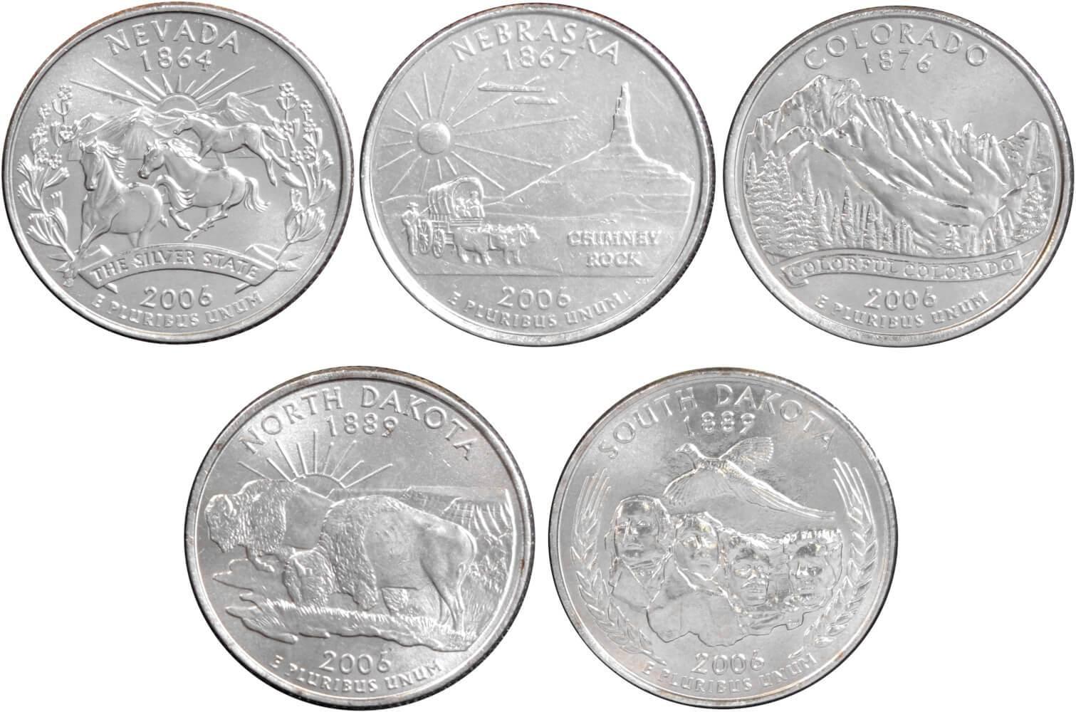 2006 D State Quarter 5 Coin Set BU Uncirculated Mint State 25c Collectible