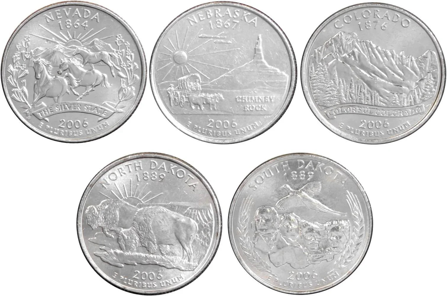 2006 D State Quarter 5 Coin Set BU Uncirculated Mint State 25c Collectible
