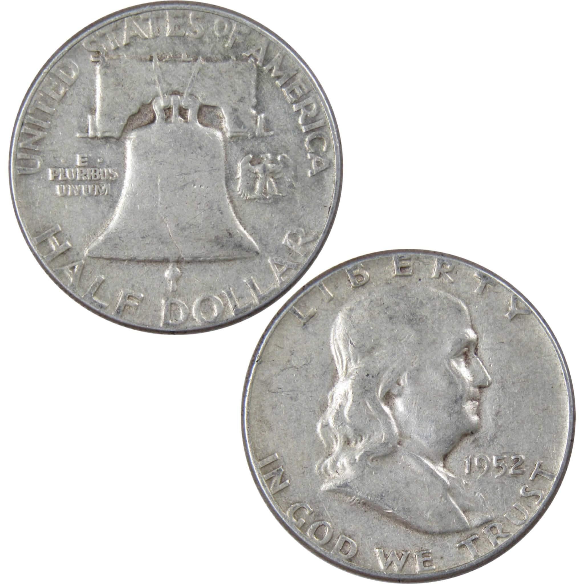 1952 Franklin Half Dollar F Fine 90% Silver 50c US Coin Collectible