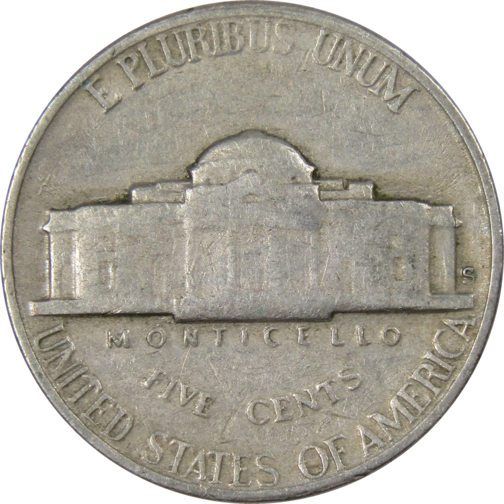 1954 S Jefferson Nickel 5 Cent Piece AG About Good 5c US Coin Collectible