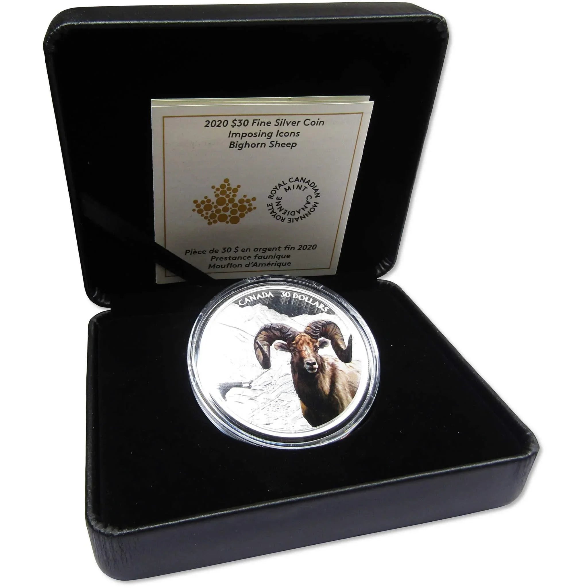 Bighorn Sheep $30 2 oz .9999 Silver $30 Colorized Proof Coin 2020 Canada COA
