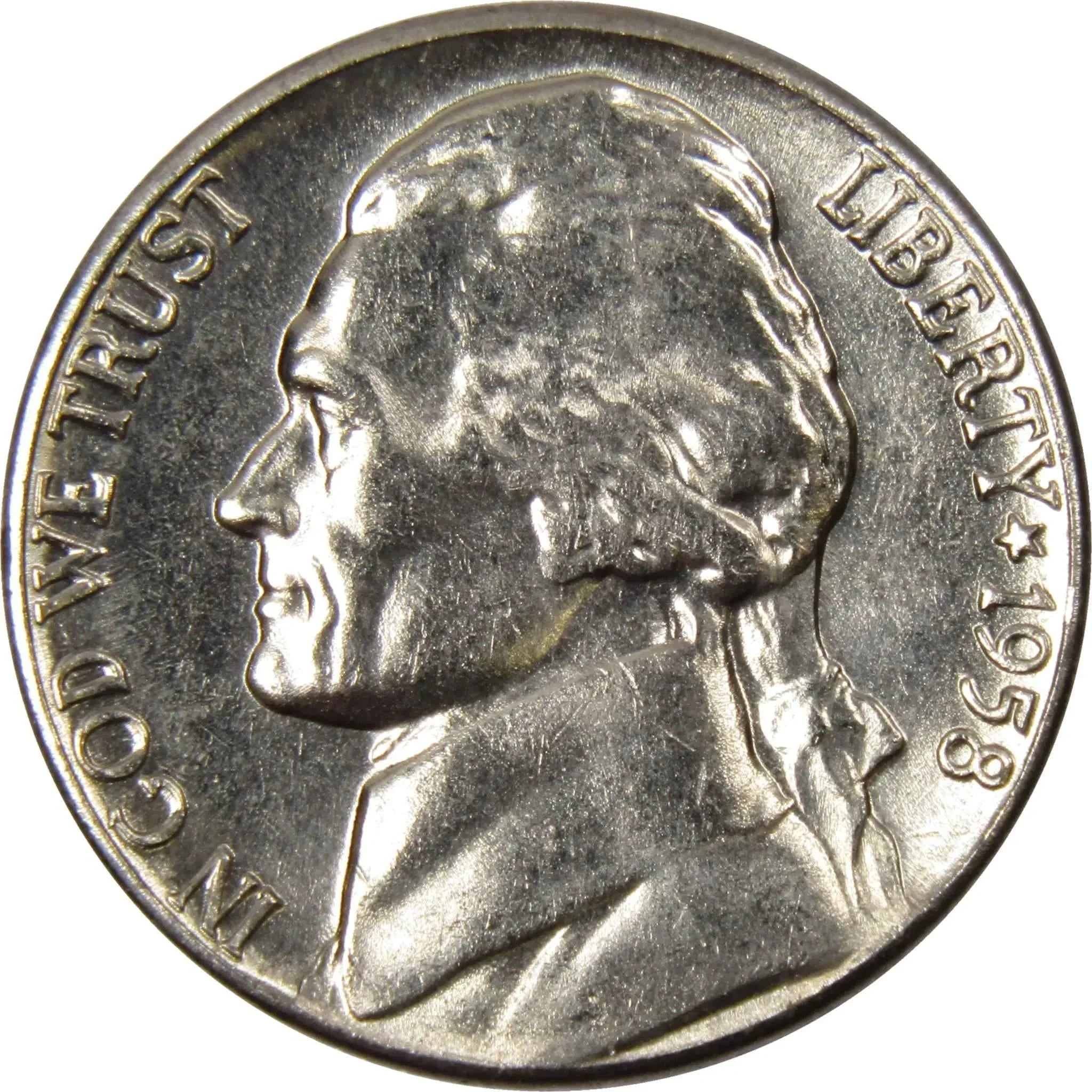 1958 D Jefferson Nickel 5 Cent Piece BU Uncirculated Mint State 5c US Coin
