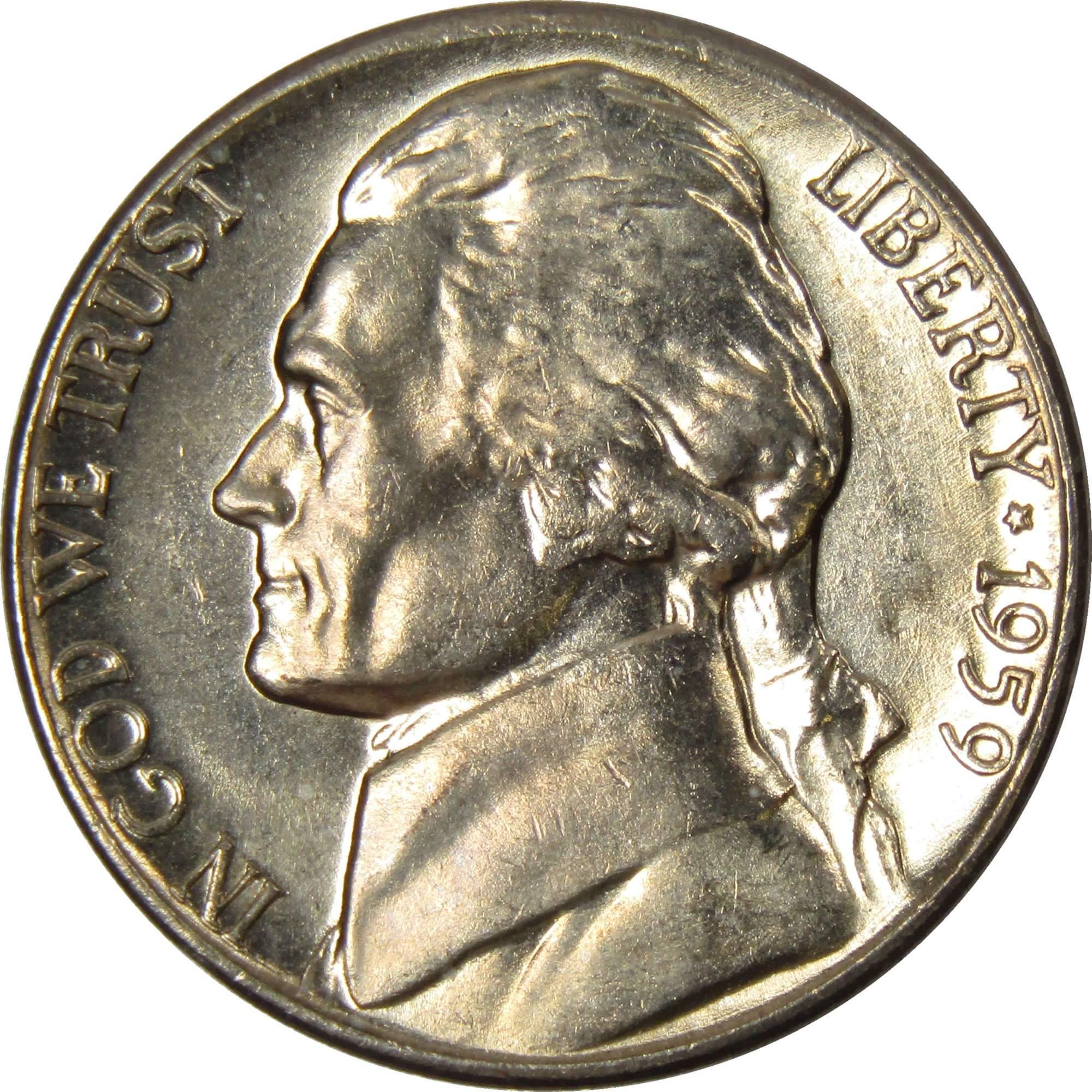 1959 D Jefferson Nickel 5 Cent Piece BU Uncirculated Mint State 5c US Coin