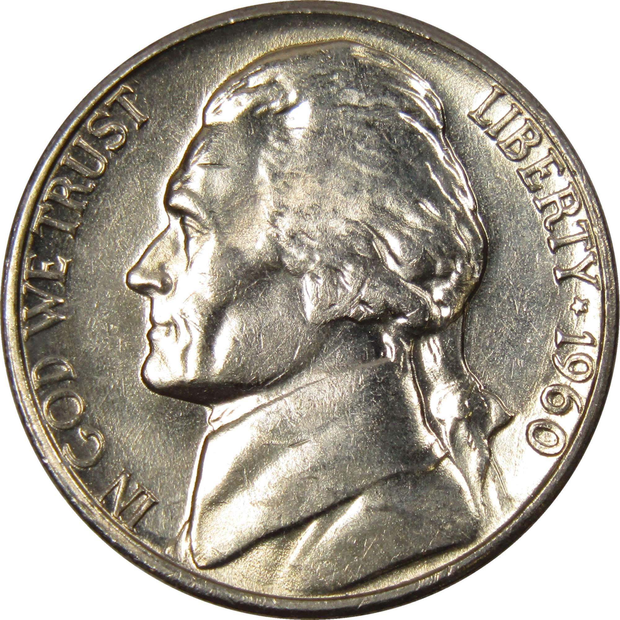 1960 D Jefferson Nickel 5 Cent Piece BU Uncirculated Mint State 5c US Coin