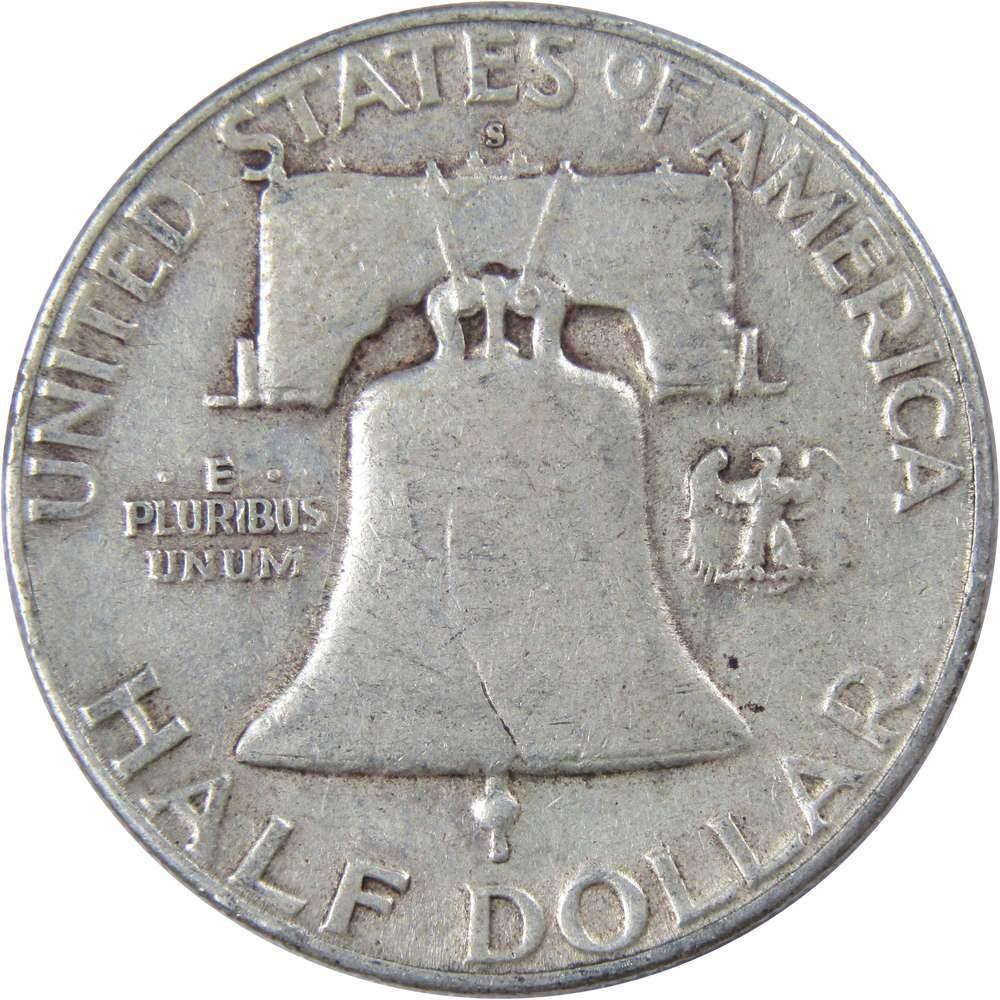 1952 S Franklin Half Dollar F Fine 90% Silver 50c US Coin Collectible