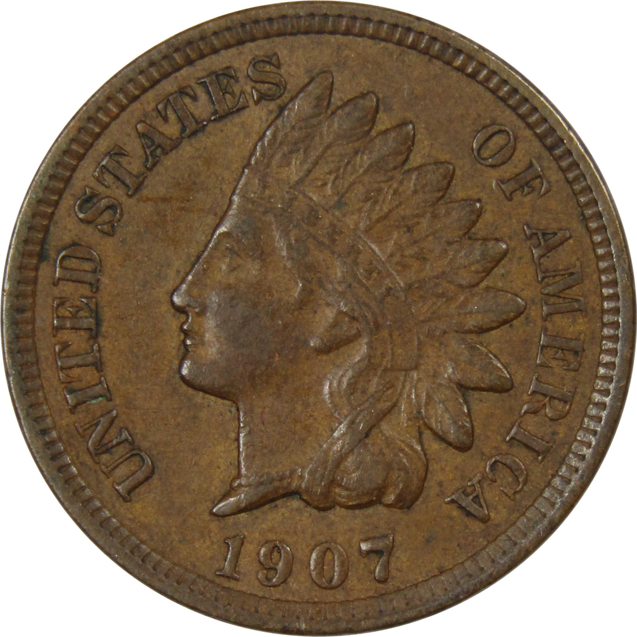 1907 Indian Head Cent XF EF Extremely Fine Bronze Penny 1c Coin Collectible