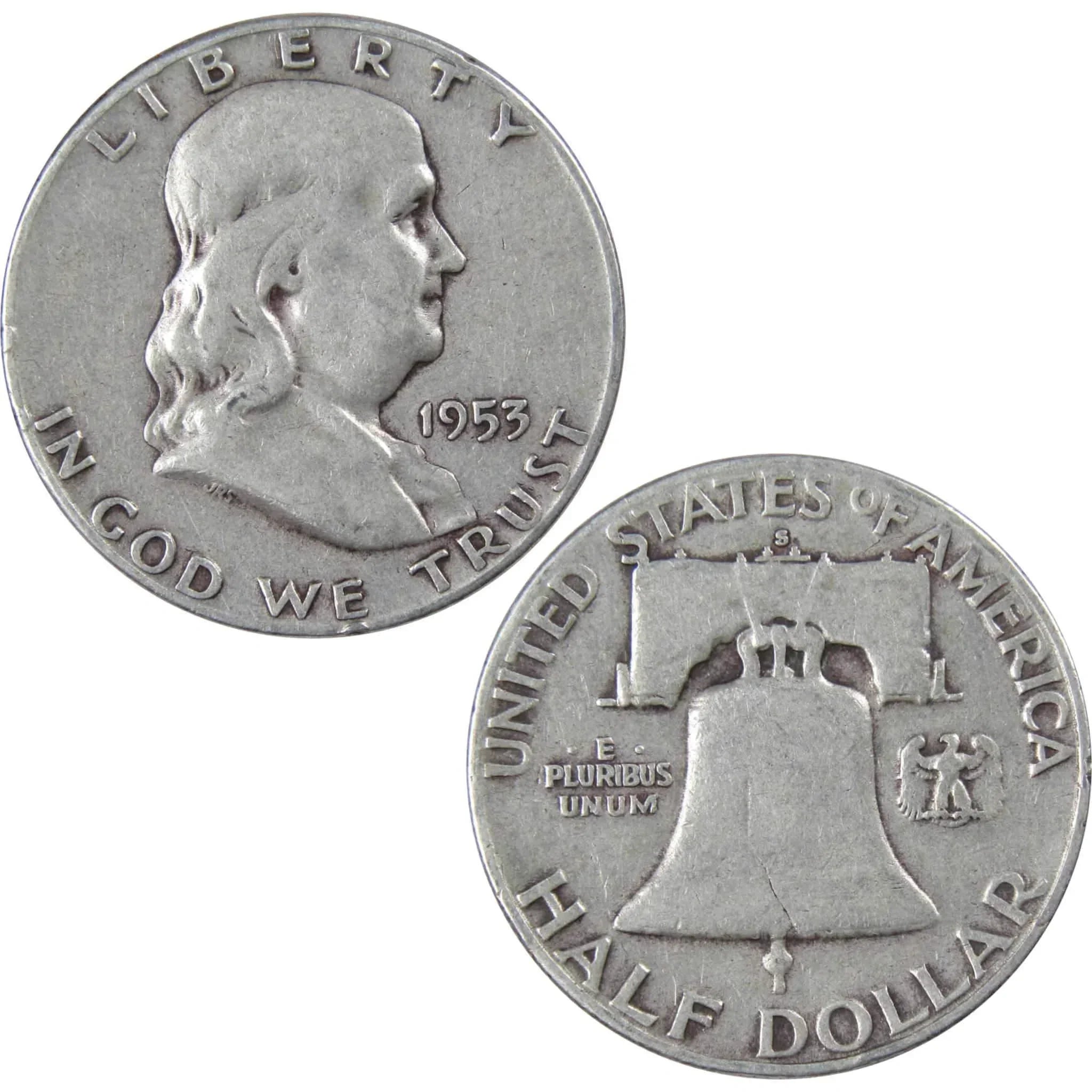 1953 S Franklin Half Dollar AG About Good 90% Silver 50c US Coin Collectible