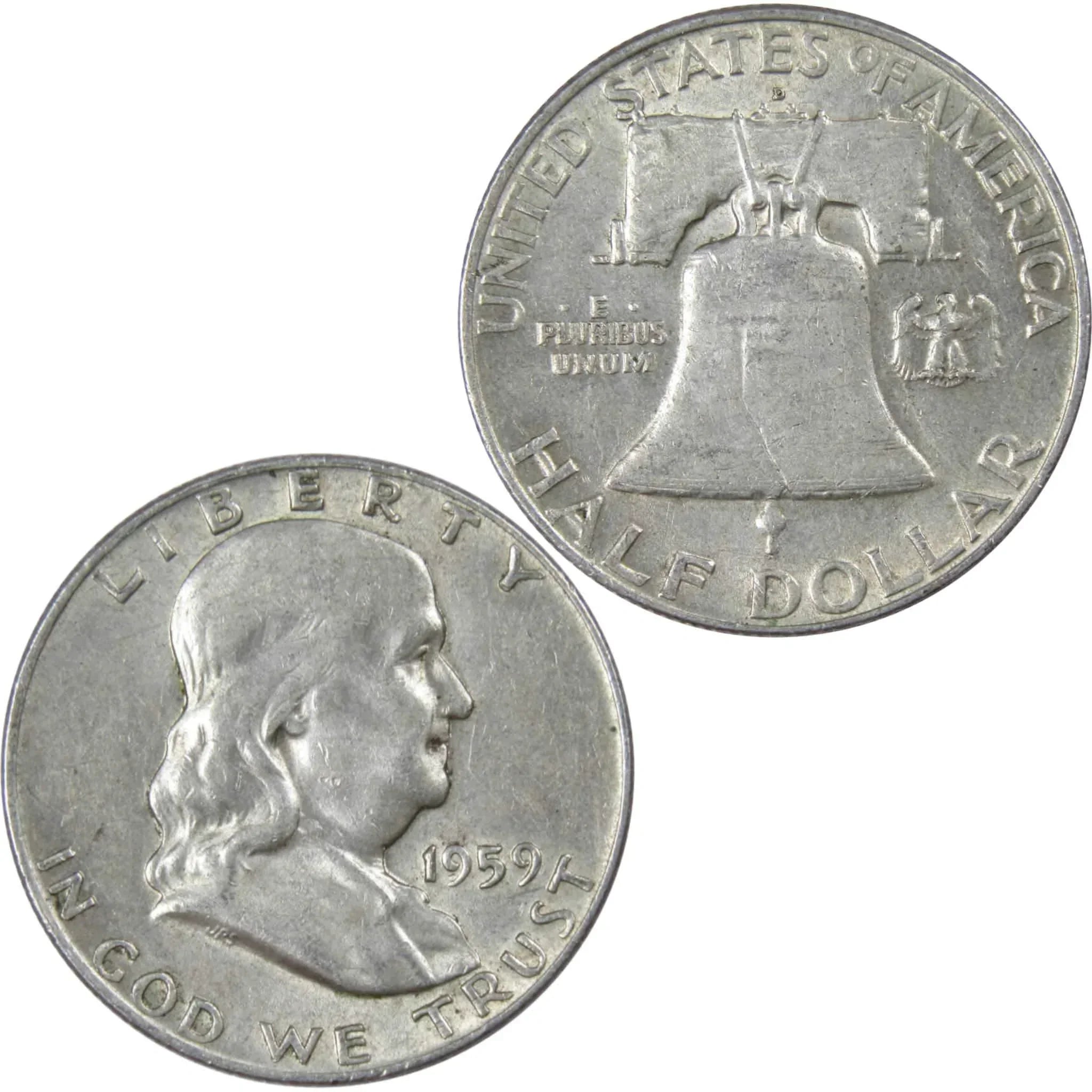 1959 D Franklin Half Dollar XF EF Extremely Fine 90% Silver 50c US Coin