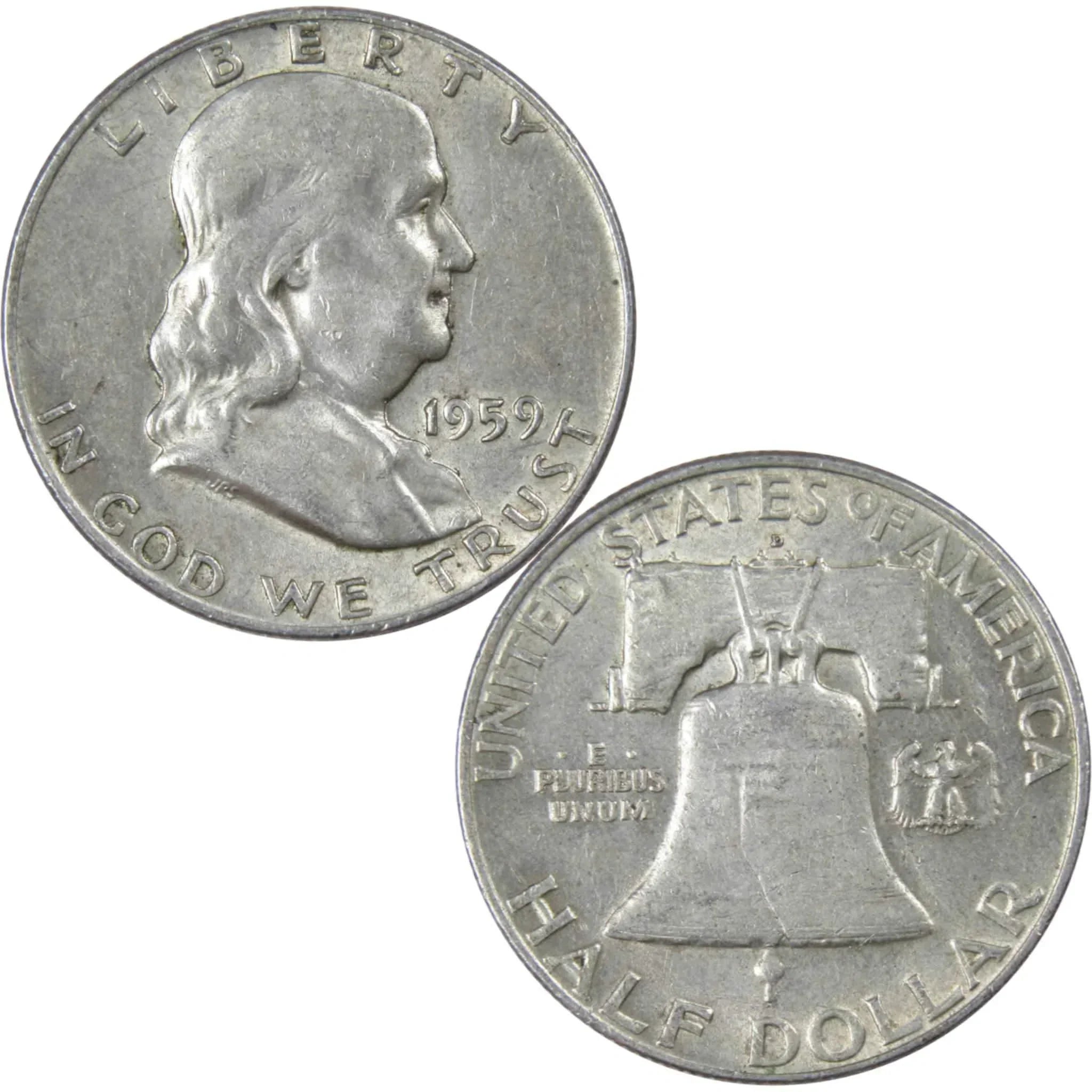 1959 D Franklin Half Dollar XF EF Extremely Fine 90% Silver 50c US Coin