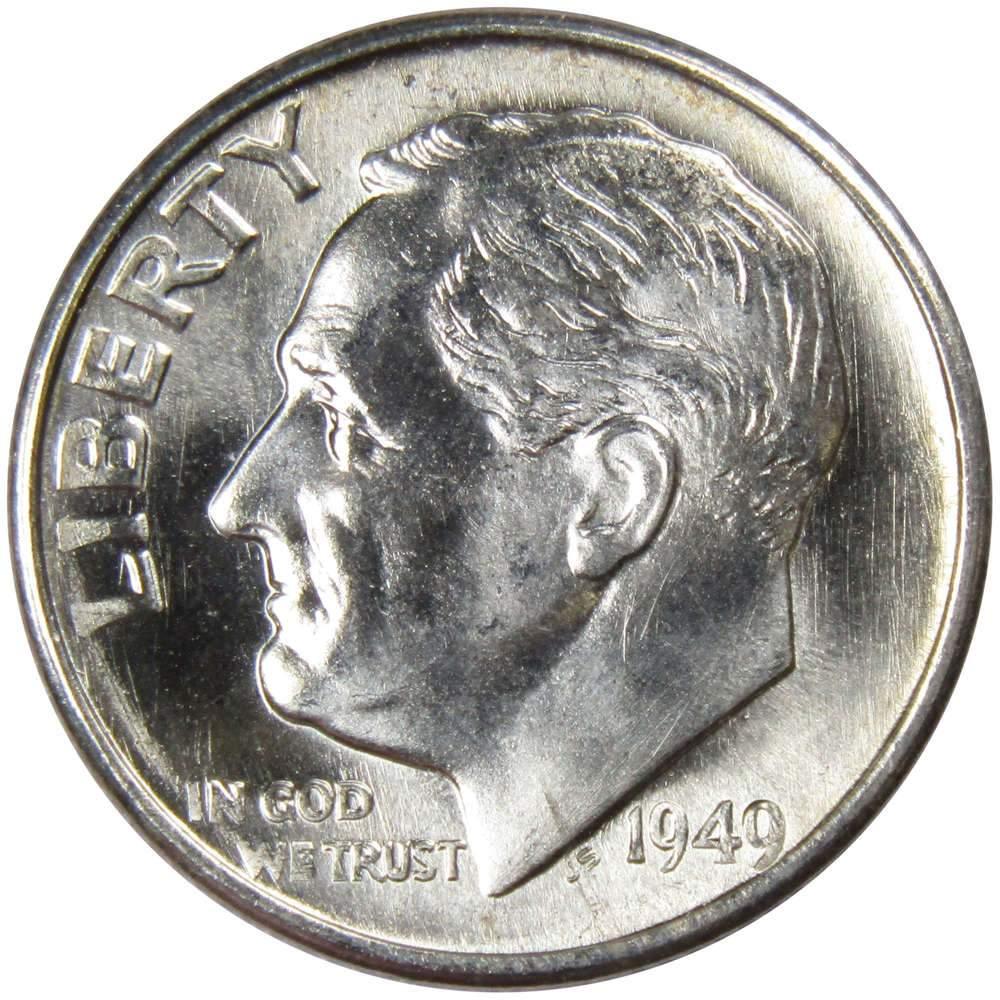 1949 S Roosevelt Dime BU Uncirculated Mint State 90% Silver 10c US Coin