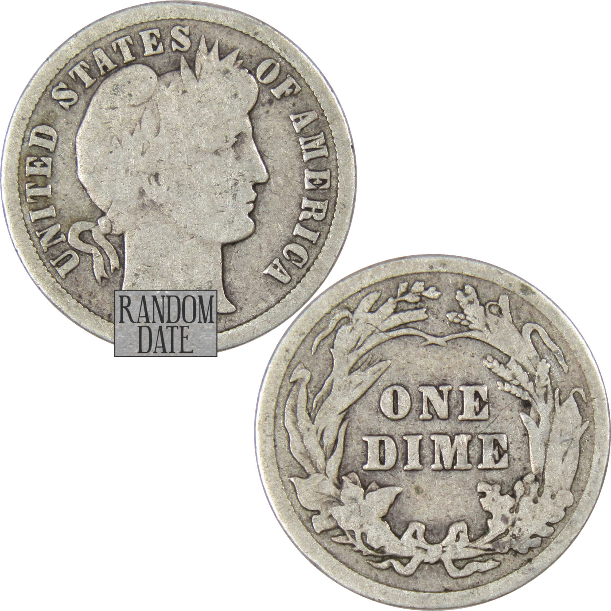 Barber Dime G Good Random Date 90% Silver 10c US Type Coin Collectible