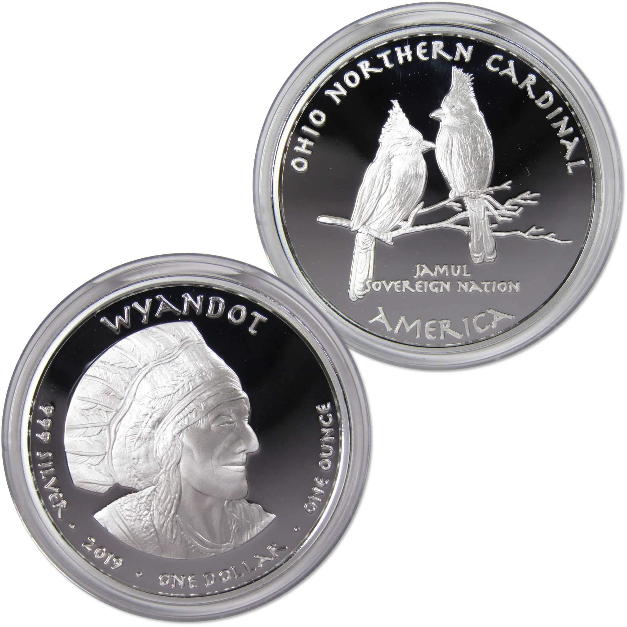 2019 Native American Jamul Wyandot Cardinal 1 oz .999 Fine Silver $1 Proof
