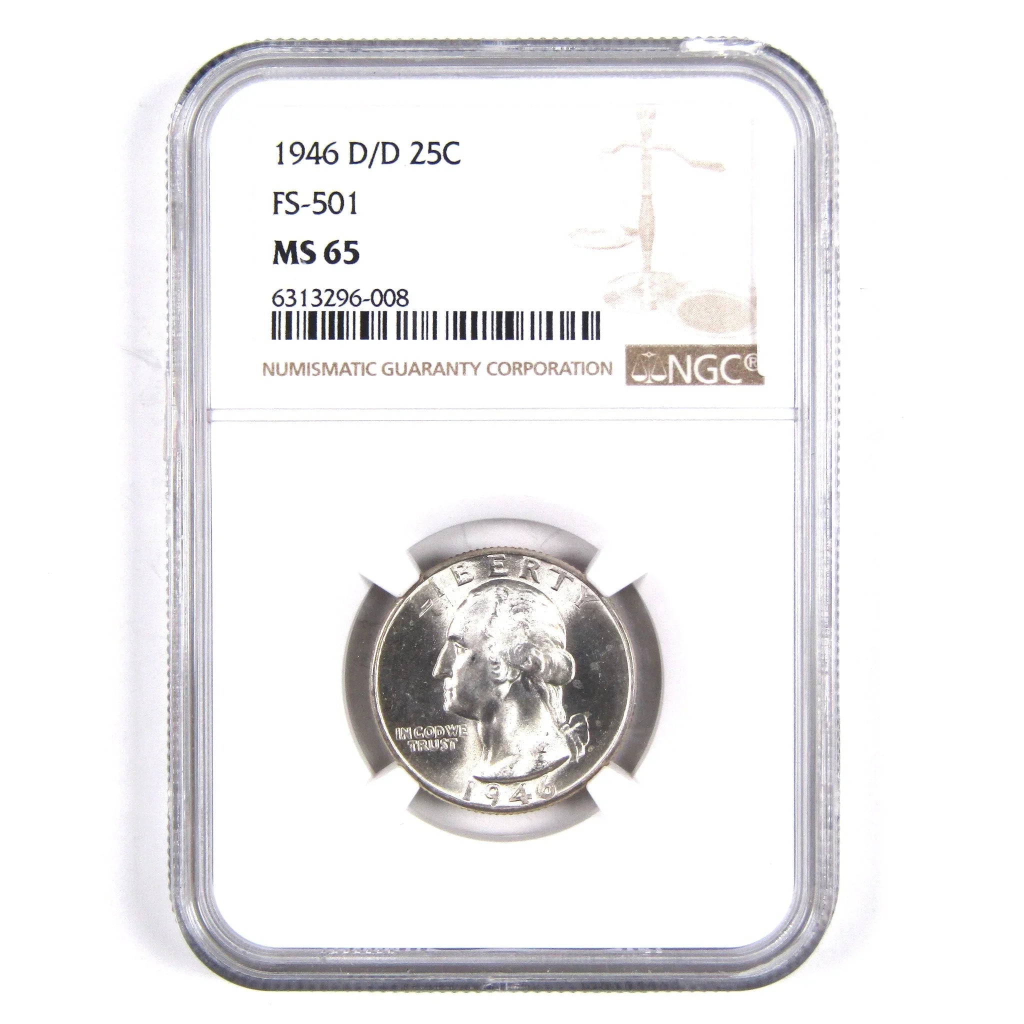 1946 D/D FS-501 Washington Quarter MS 65 NGC Silver SKU:I2849