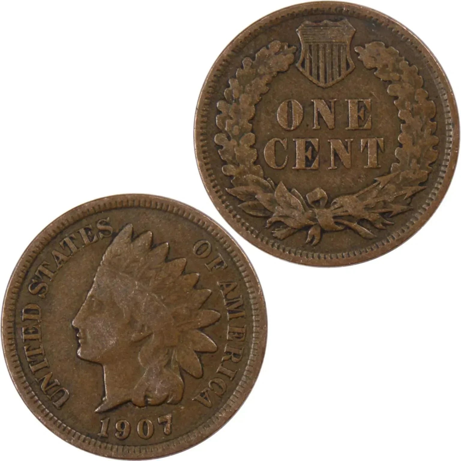 1907 Indian Head Cent VG Very Good Bronze Penny 1c Coin Collectible