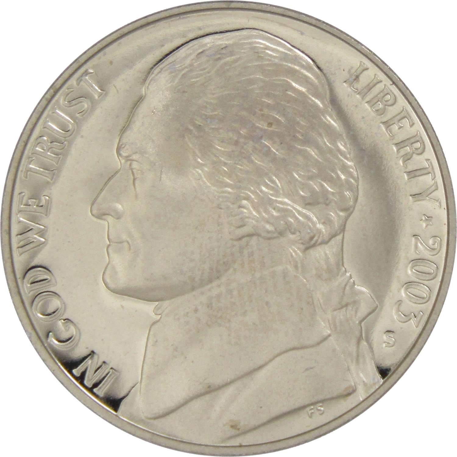 2003 S Jefferson Nickel 5 Cent Piece Choice Proof 5c US Coin Collectible