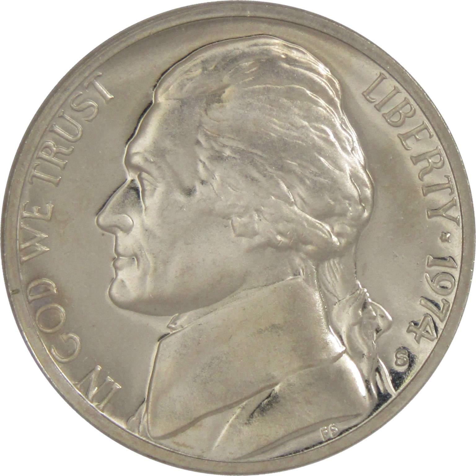 1974 S Jefferson Nickel 5 Cent Piece Choice Proof 5c US Coin Collectible