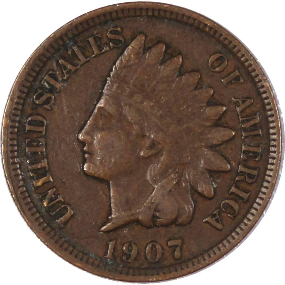 1907 Indian Head Cent VF Very Fine Bronze Penny 1c Coin Collectible