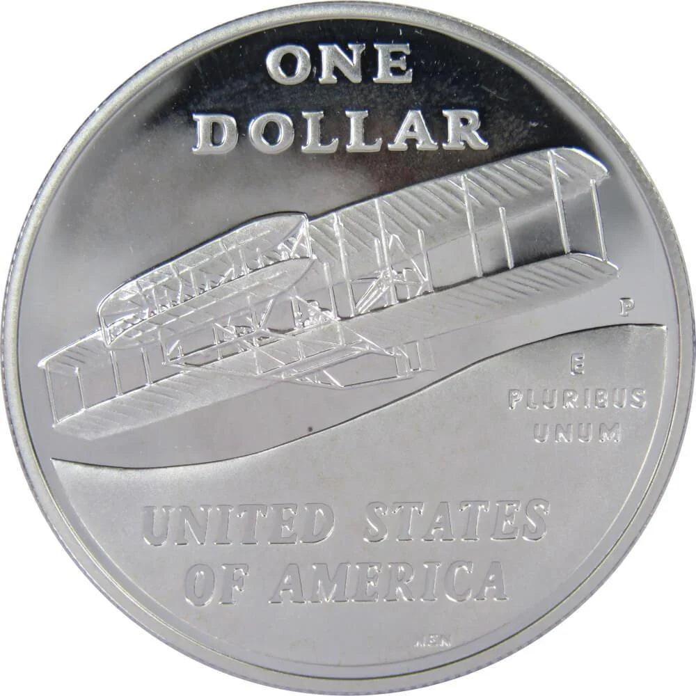 First Flight Centennial Commemorative 2003 P 90% Silver Dollar Proof $1 Coin