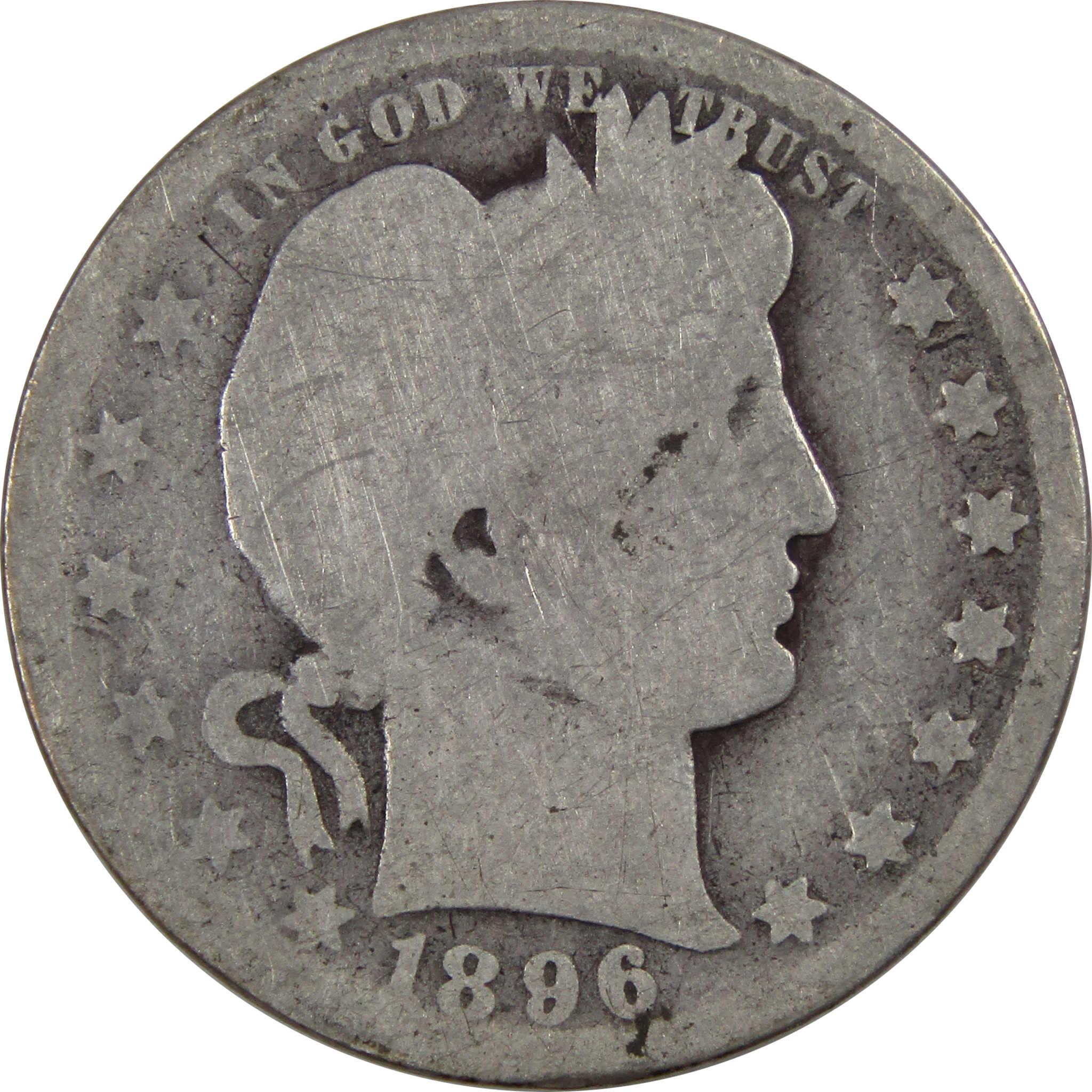 1896 O Barber Quarter AG About Good 90% Silver 25c Type Coin SKU:I3200