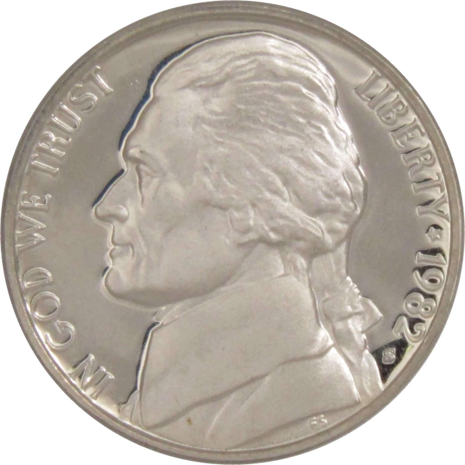 1982 S Jefferson Nickel 5 Cent Piece Choice Proof 5c US Coin Collectible