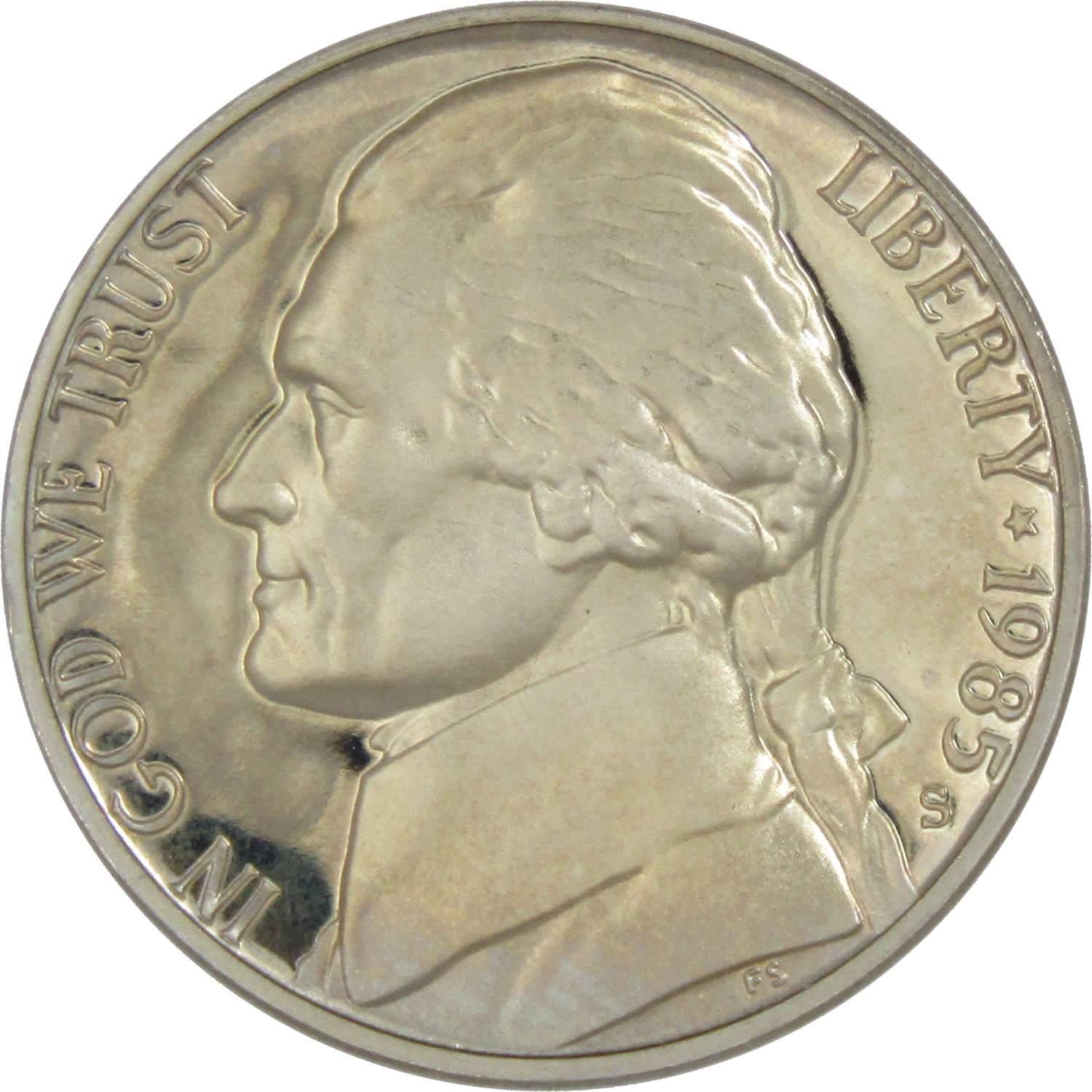 1985 S Jefferson Nickel 5 Cent Piece Choice Proof 5c US Coin Collectible