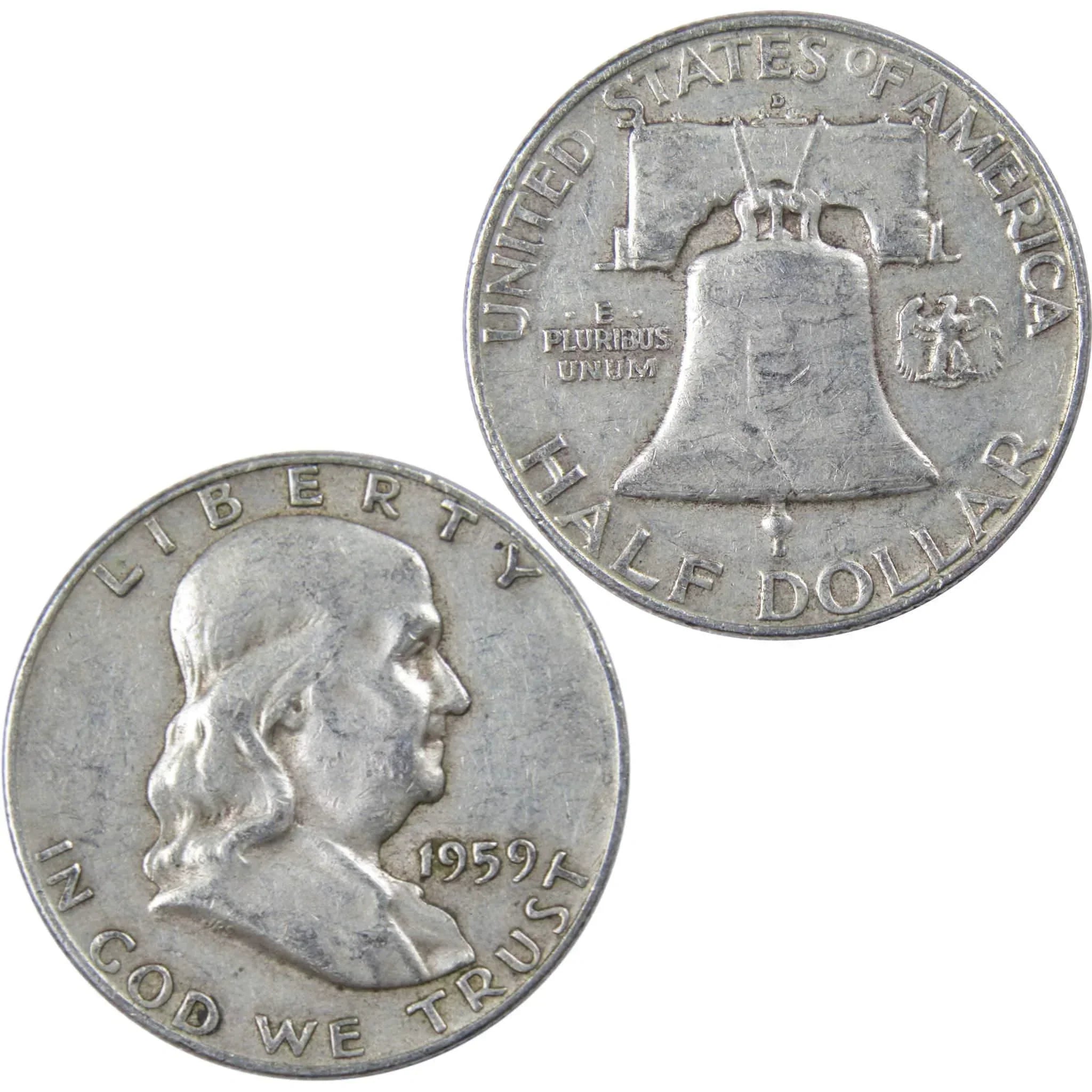 1959 D Franklin Half Dollar AG About Good 90% Silver 50c US Coin Collectible