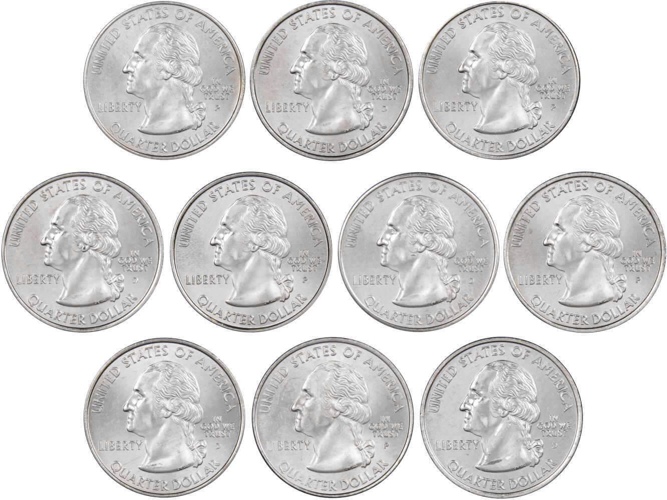 2002 P&D State Quarter 10 Coin Set BU Uncirculated Mint State 25c Collectible