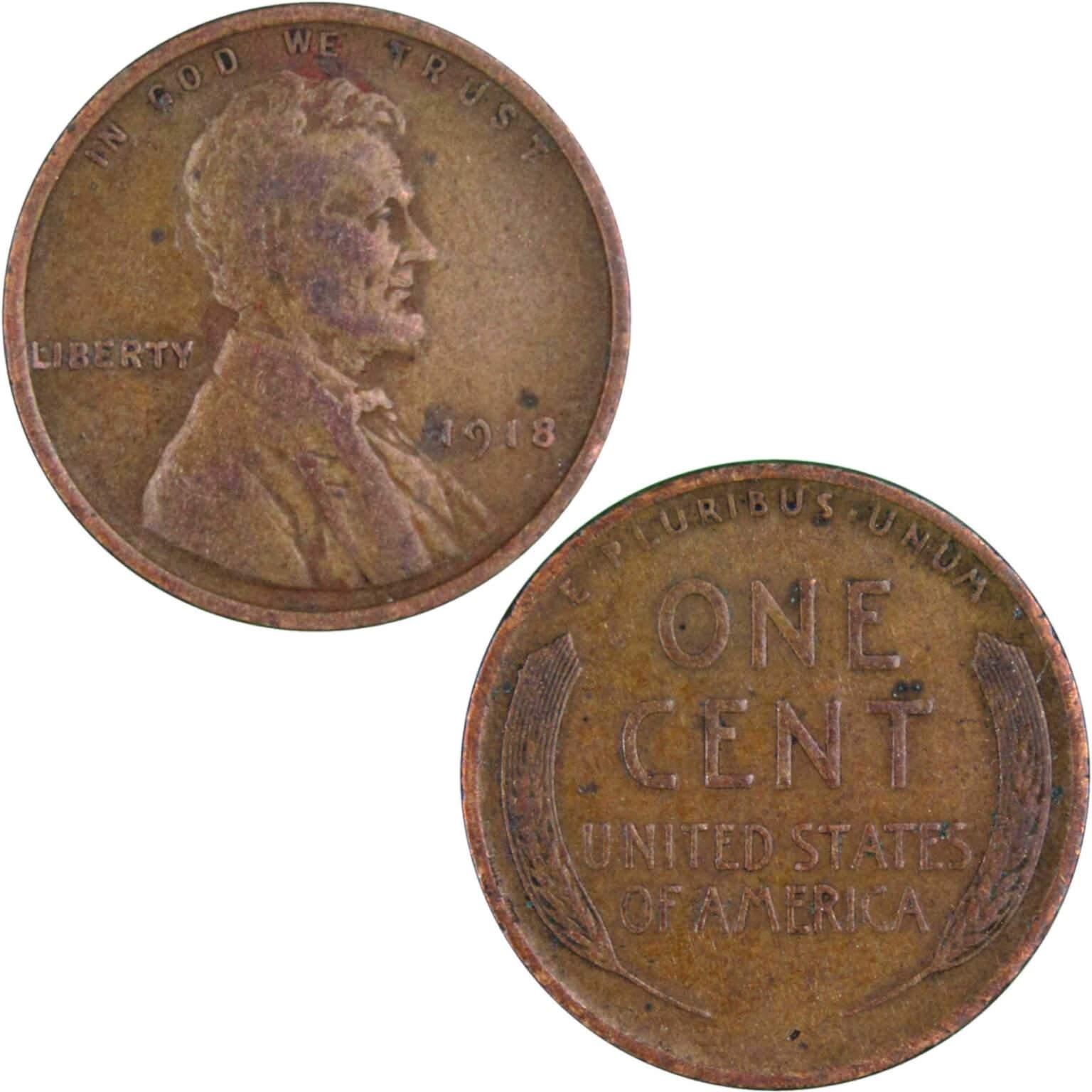 1918 Lincoln Wheat Cent VF Very Fine Bronze Penny 1c Coin Collectible