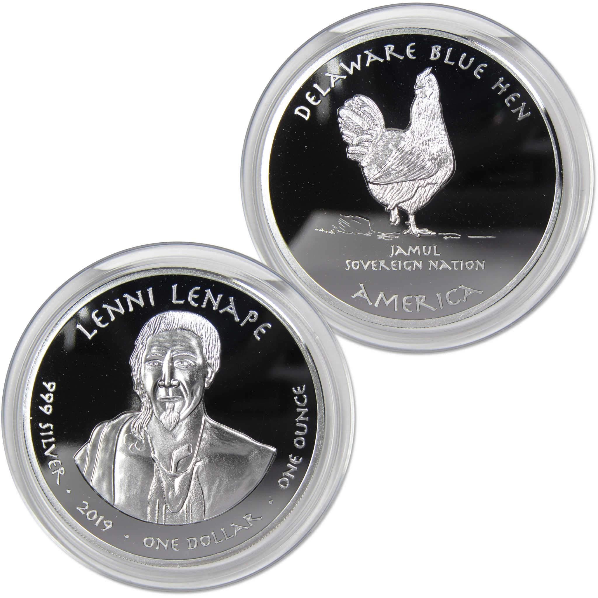 2019 Native American Jamul Lenni Lenape Blue Hen 1 oz .999 Fine Silver $1 Proof