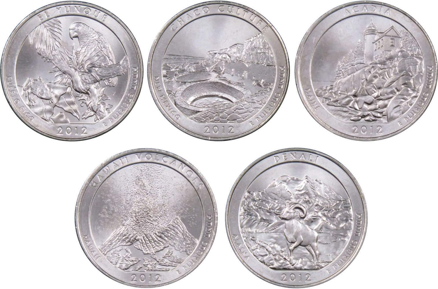 2012 P National Park Quarter 5 Coin Set Uncirculated Mint State 25c Collectible