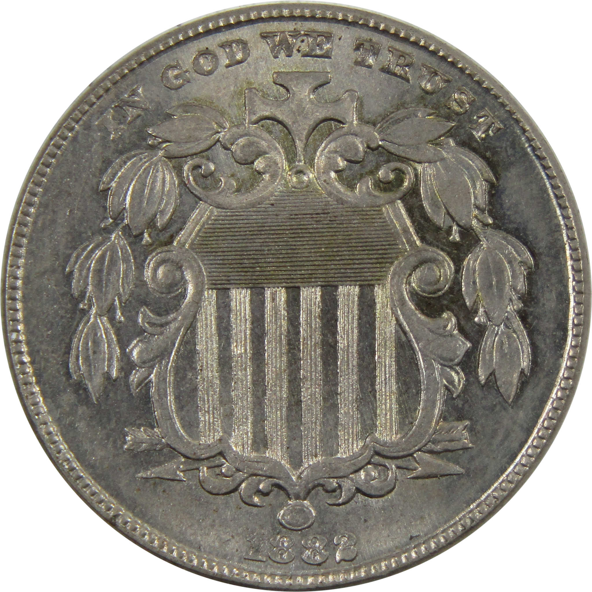 1882 Shield Nickel BU Choice Uncirculated 5c Coin SKU:I5058