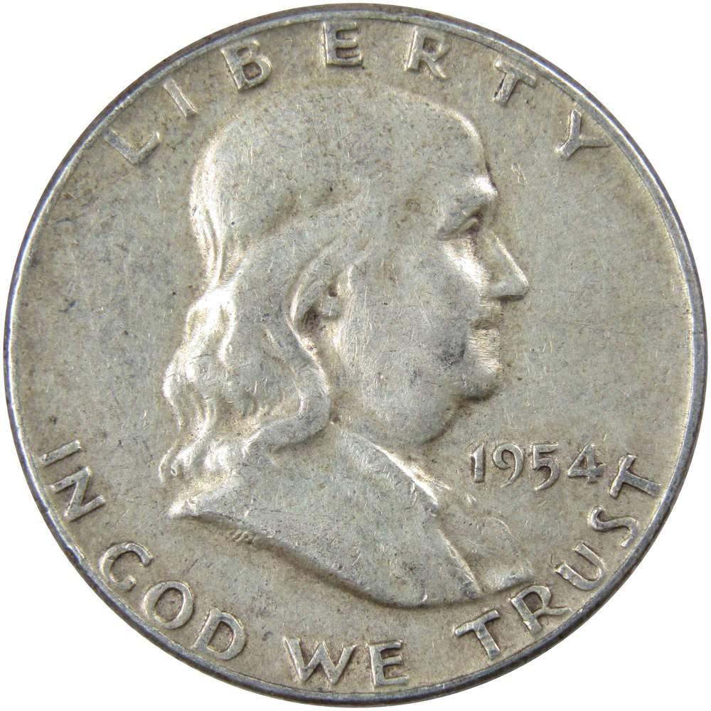1954 Franklin Half Dollar F Fine 90% Silver 50c US Coin Collectible