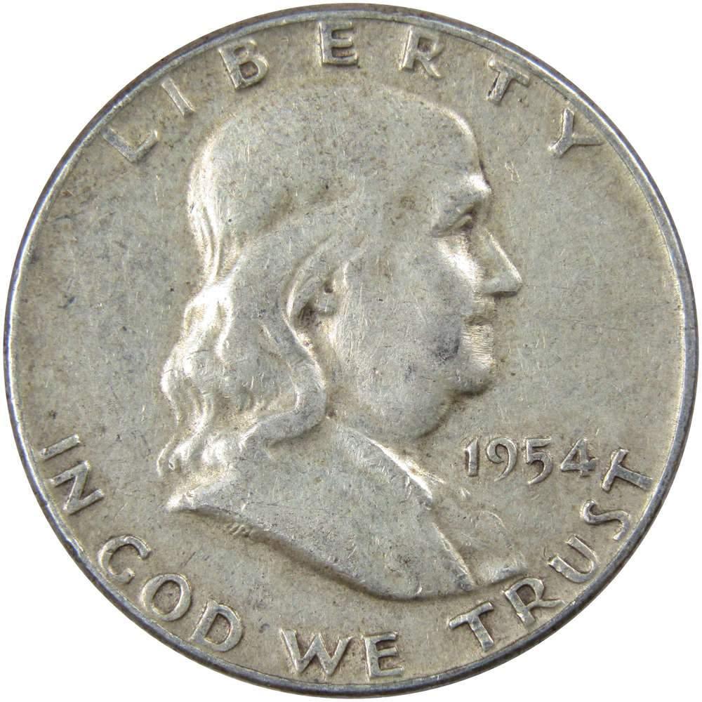 1954 Franklin Half Dollar F Fine 90% Silver 50c US Coin Collectible