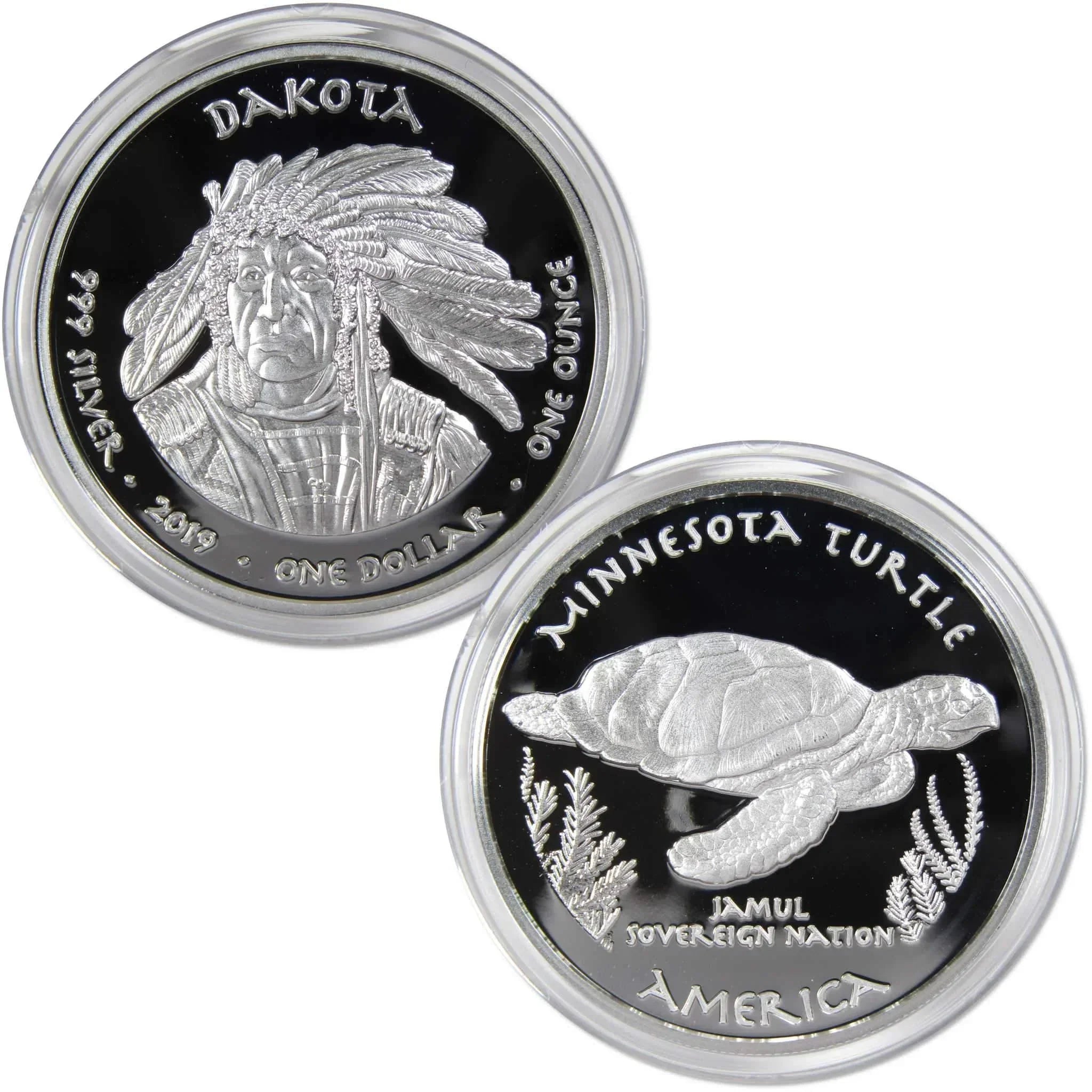 2019 Native American Jamul Dakota Minnesota Turtle 1 oz .999 Silver $1 Proof