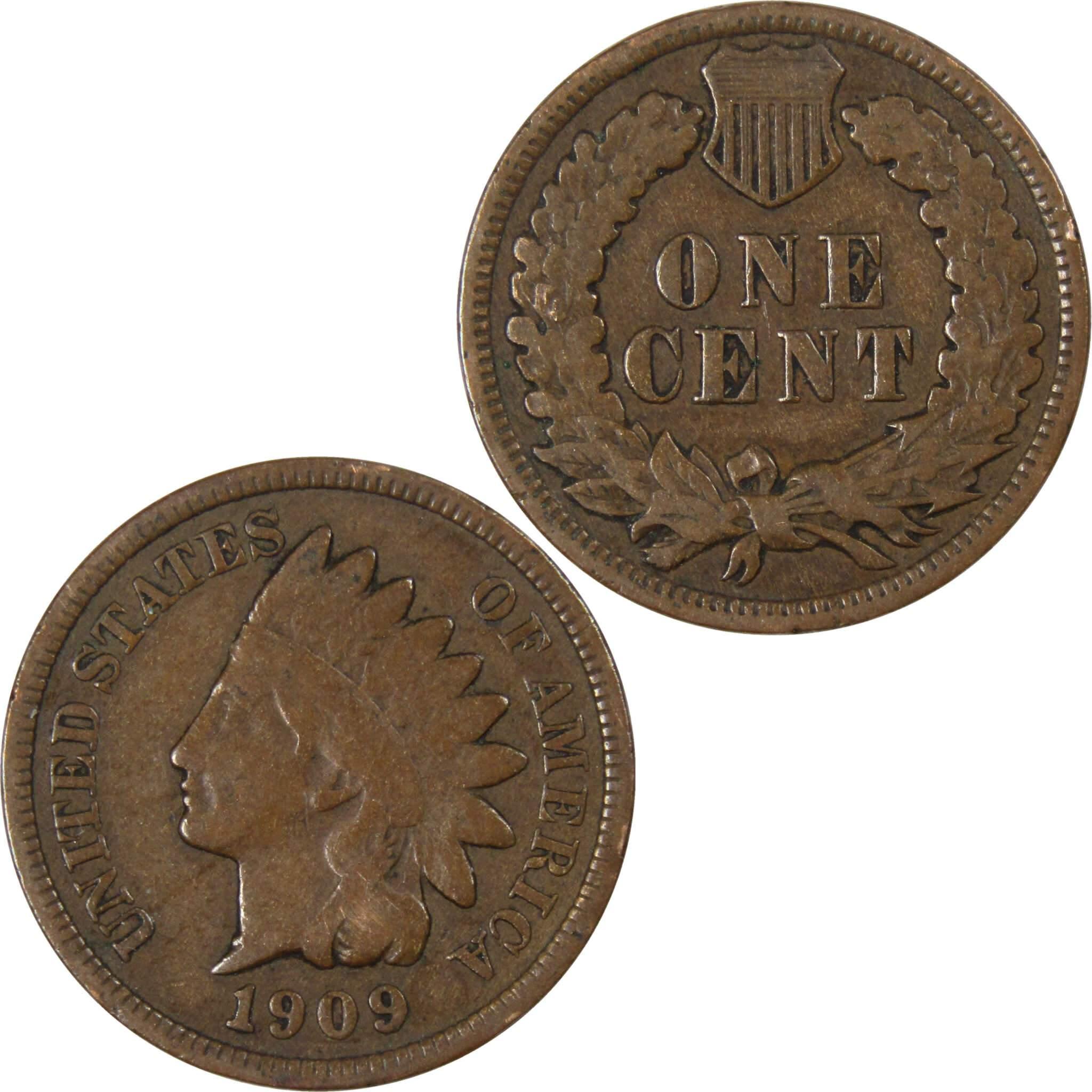 1909 Indian Head Cent VG Very Good Bronze Penny 1c Coin Collectible
