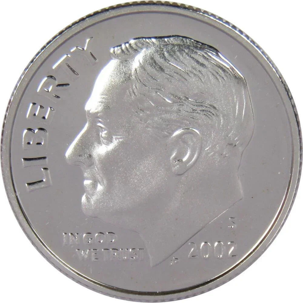 2002 S Roosevelt Dime Choice Proof 90% Silver 10c US Coin Collectible